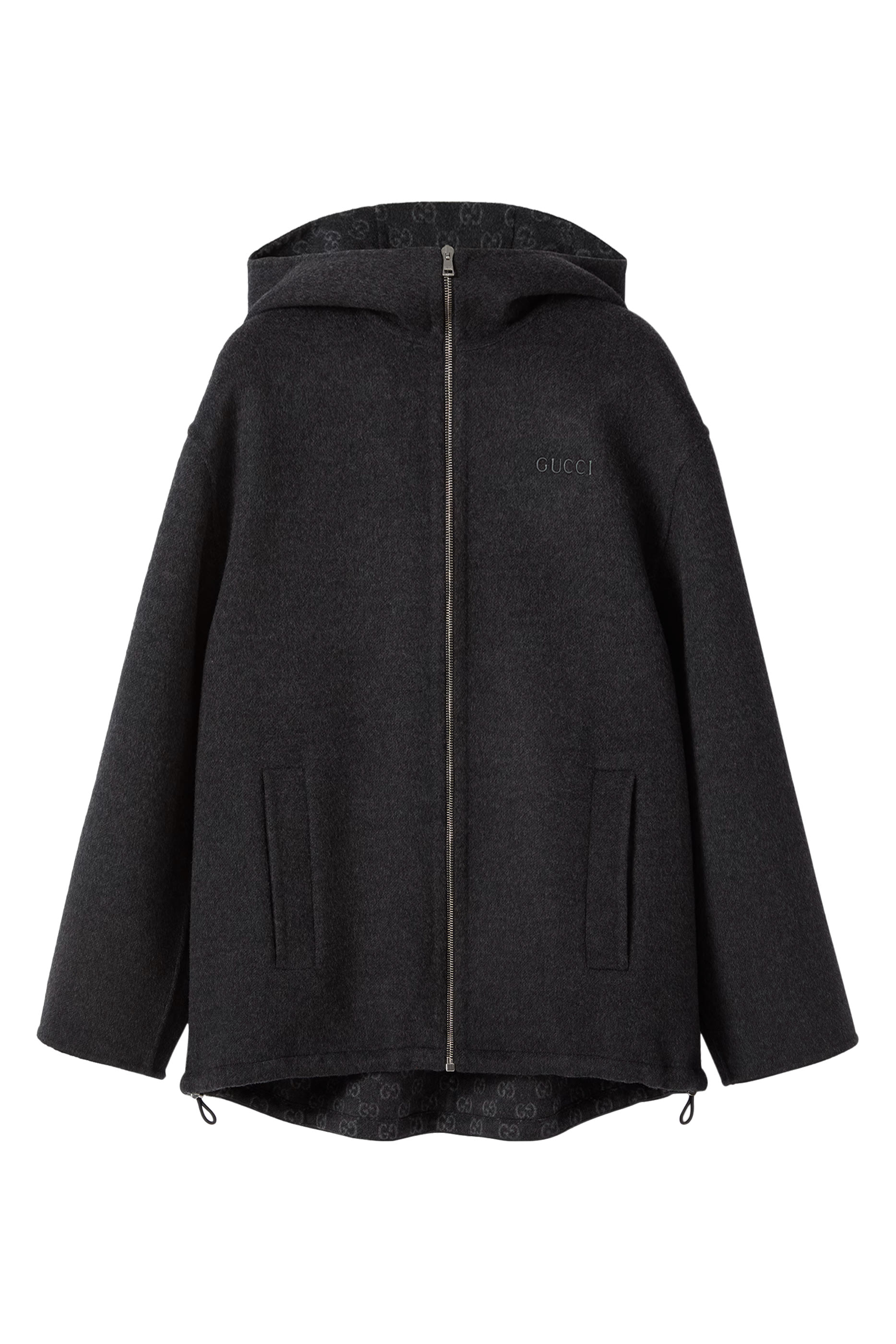 Embroidered Wool and Silk Hooded Jacket