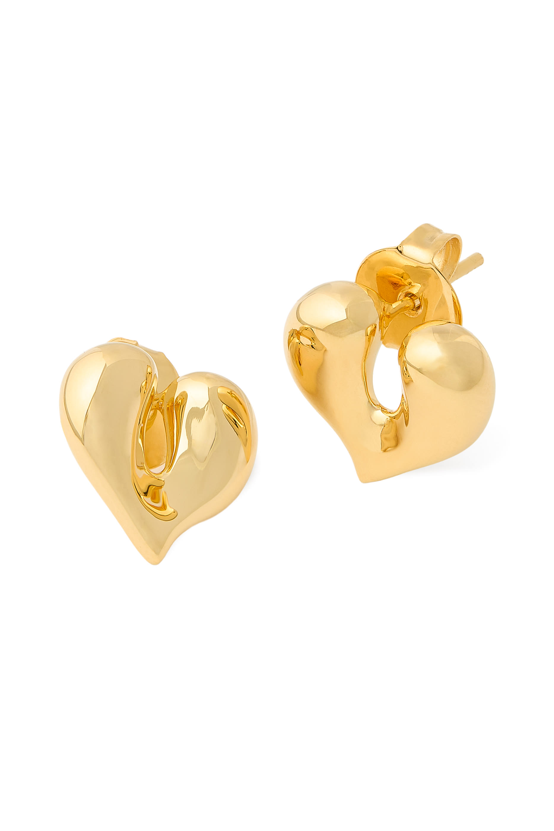 Molten Heart Stud Earrings, 18K Recycled Gold Plating