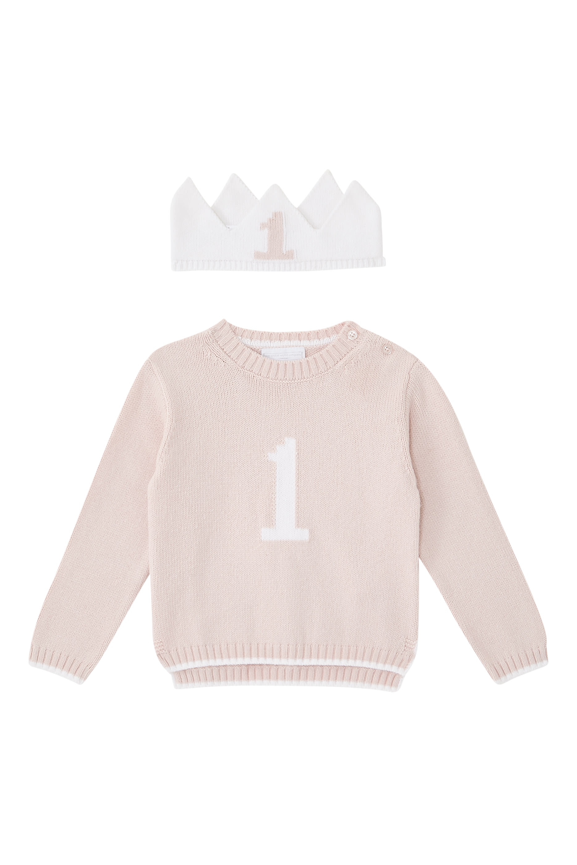 Kids Organic Cotton Blend My 1st Birthday Jumper & Crown Gift Set 