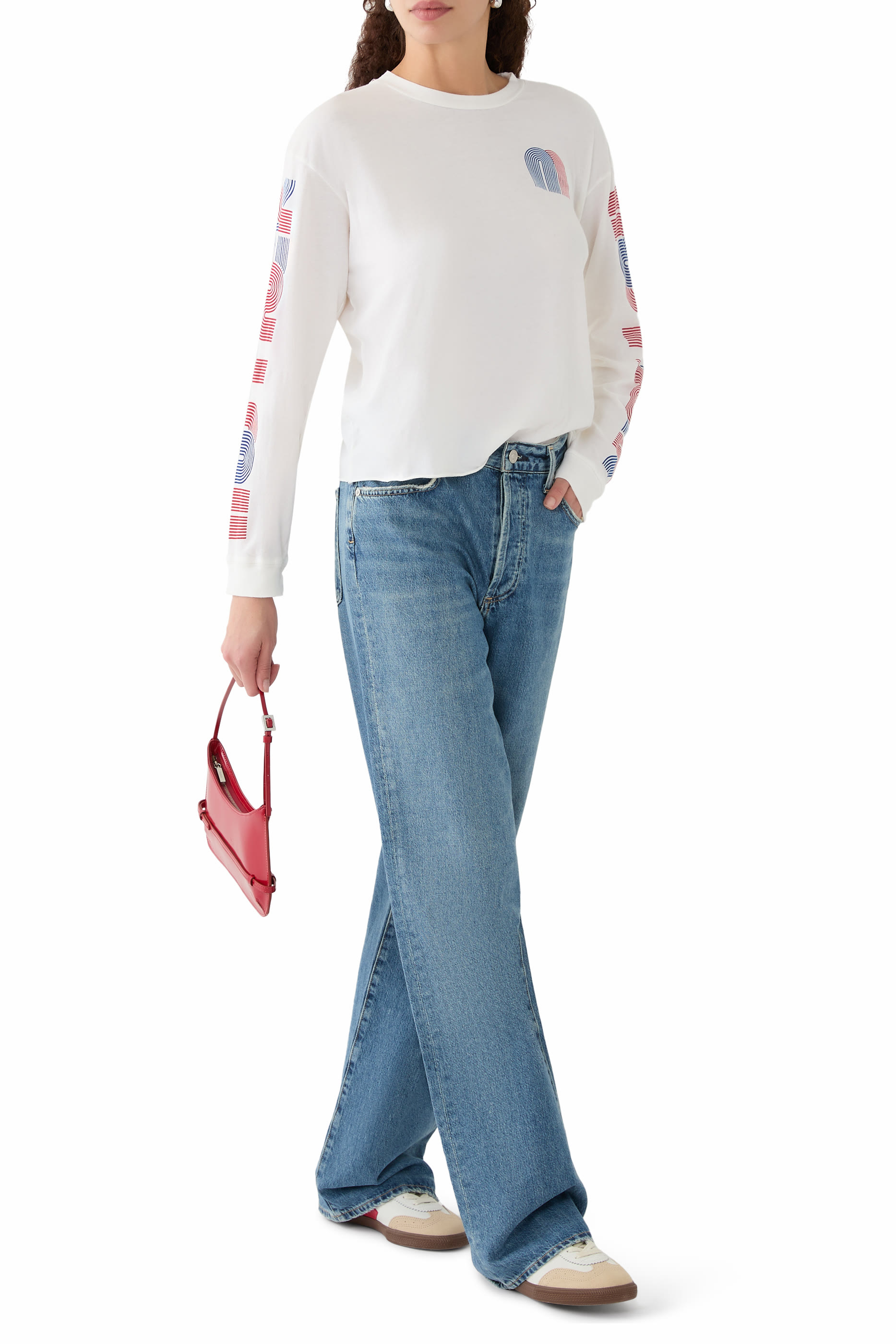 Long Sleeves Slouchy Cutoff Sweatshirt