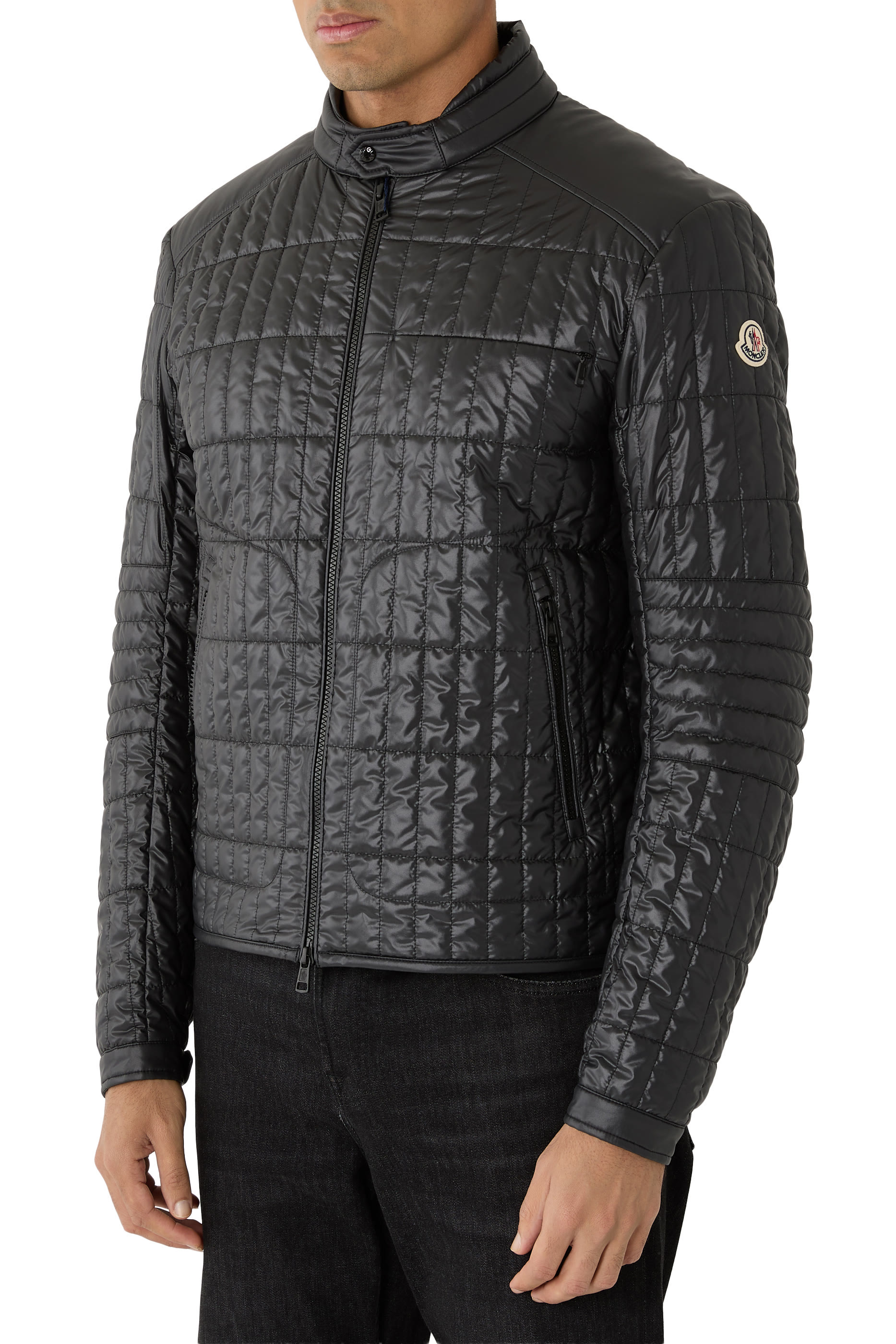 Lasne Vertical-Quilted Padded Biker Jacket