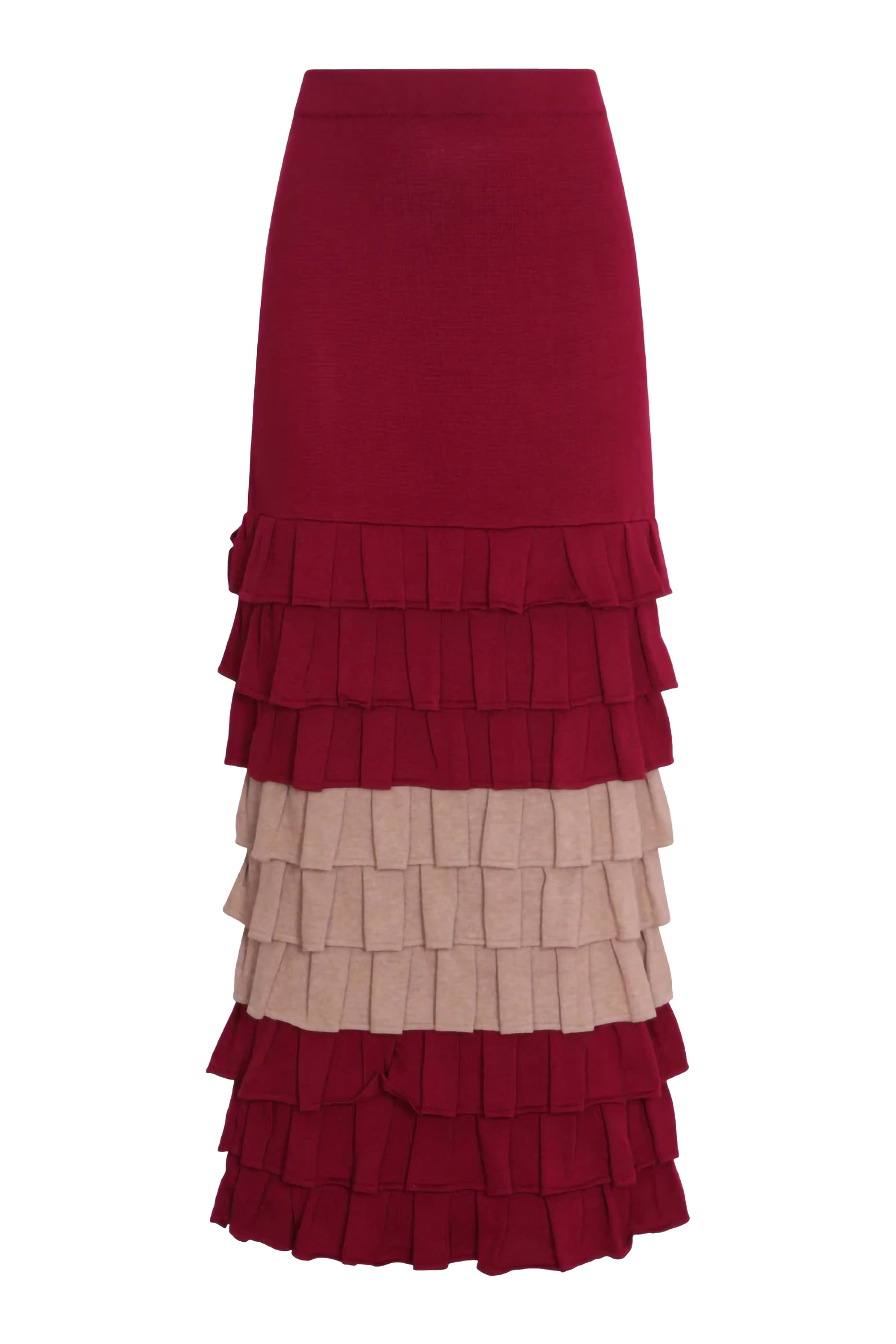 Ruffle Tiered Dual Tone Maxi Skirt