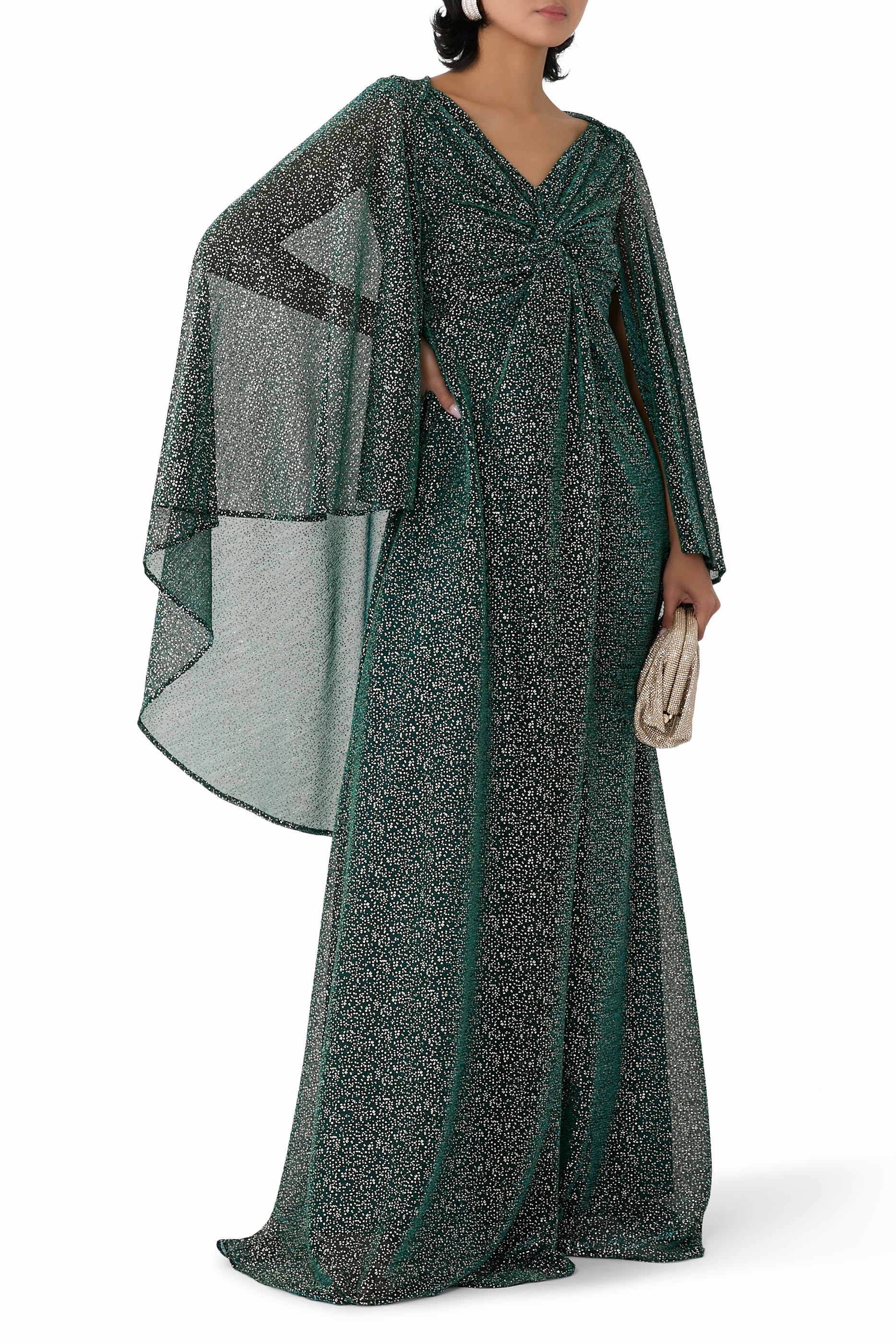 Cape Sleeves Long Dress