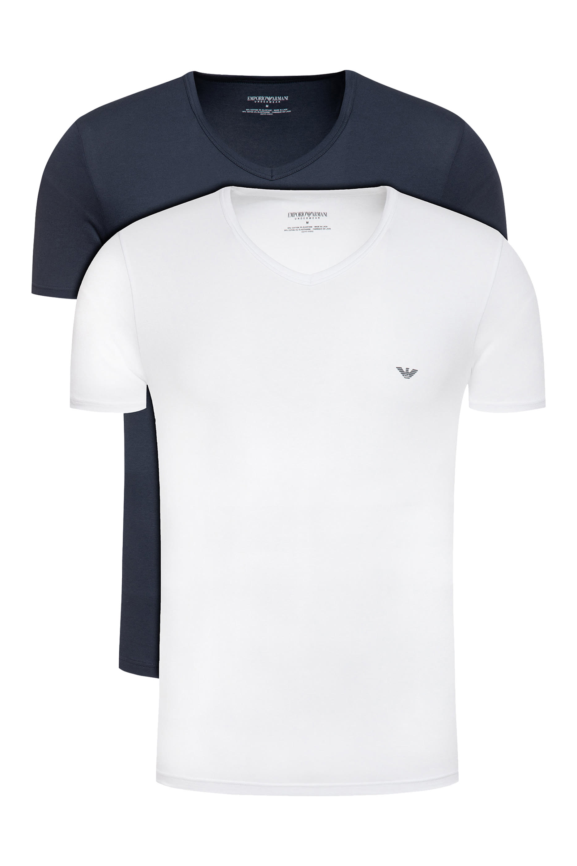 Logo V-Neck Cotton Stretch T-Shirts, Set of 2