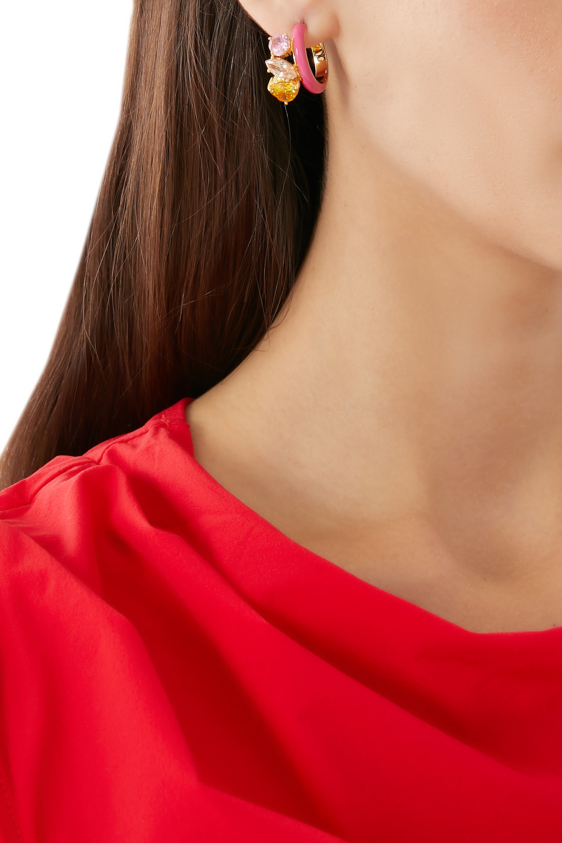 Enamel Huggie Earrings