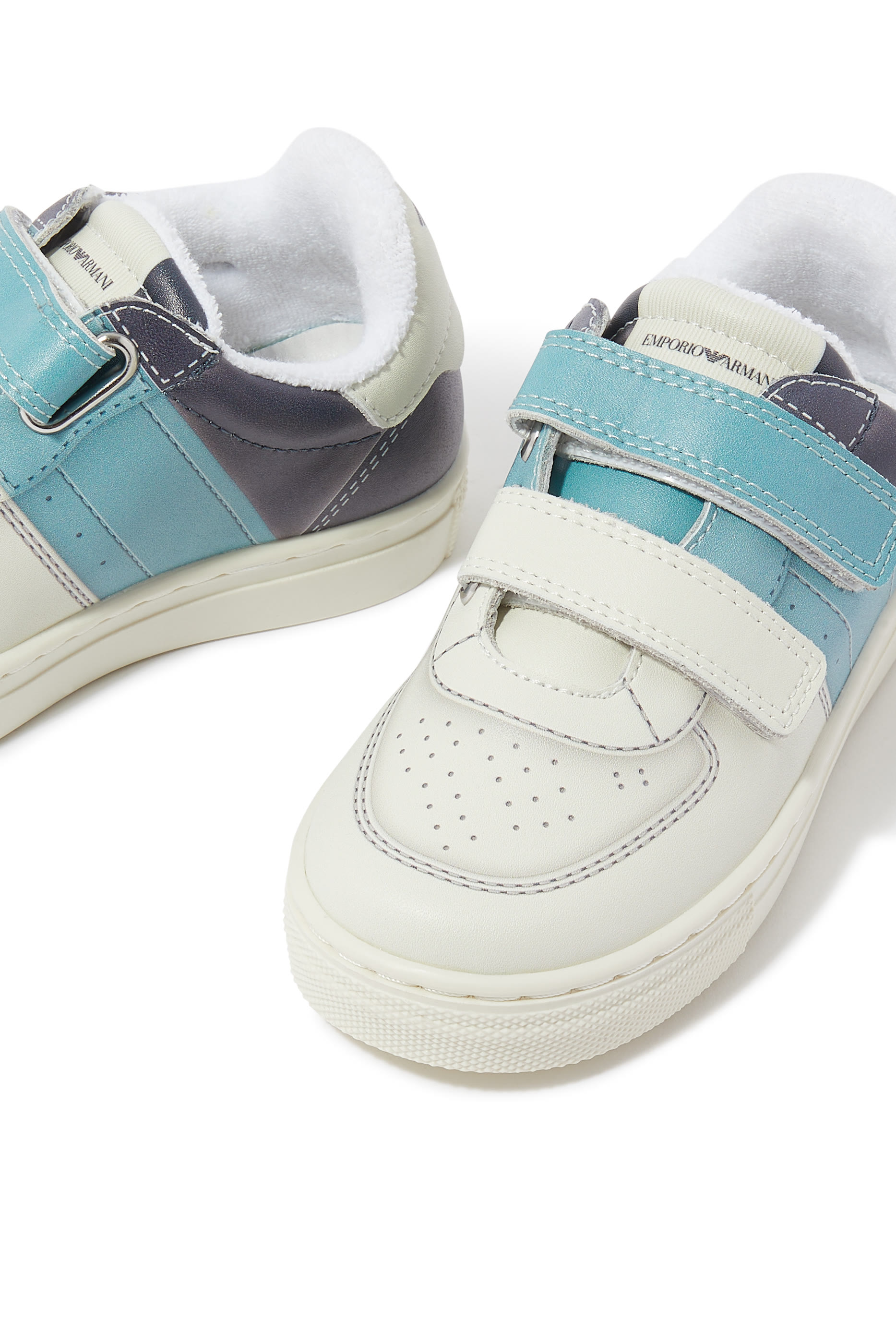 Kids Colorblock Velcro Strap Leather Sneaker