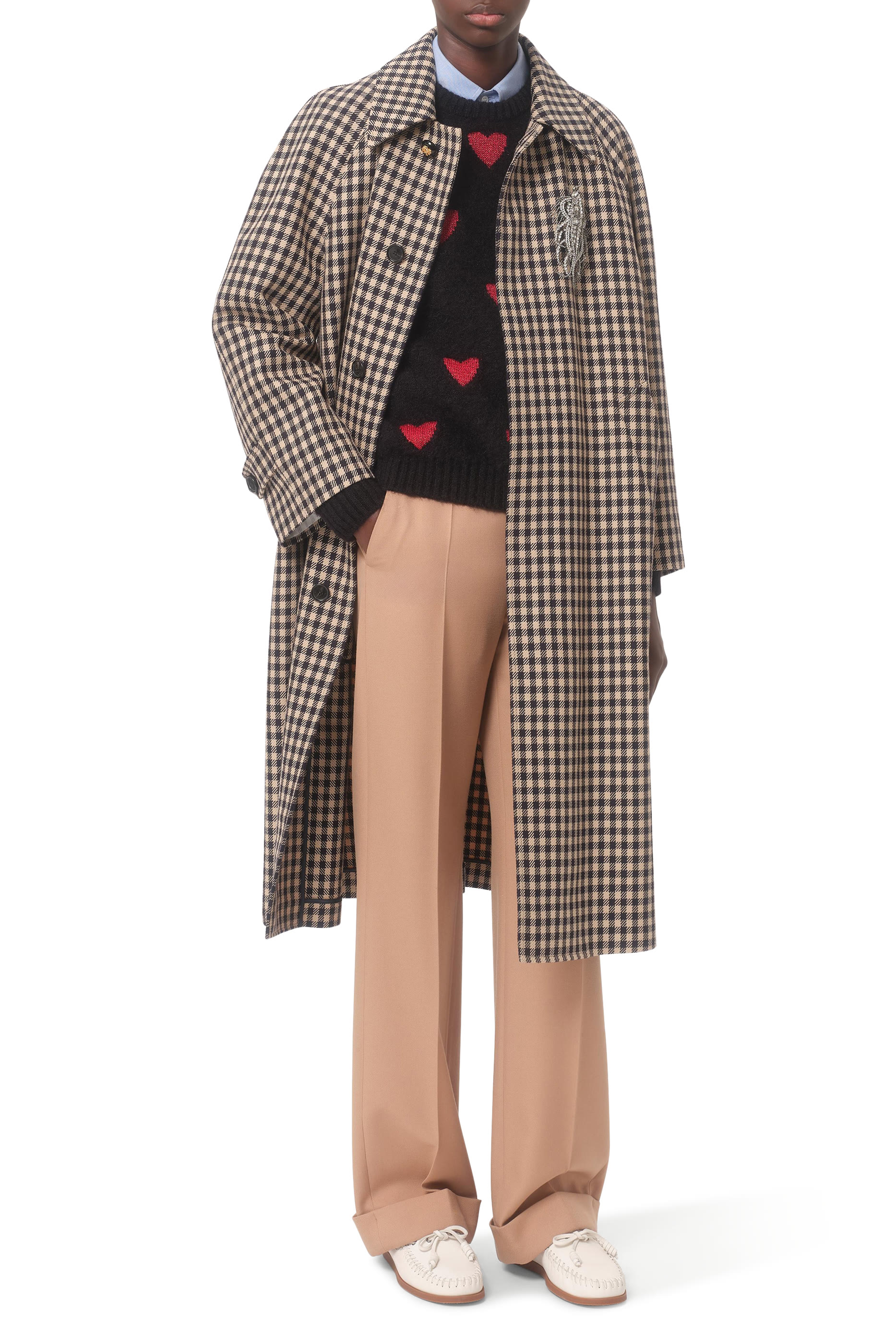  Mohair Wool & Lurex Sweater with Heart Jacquard Pattern