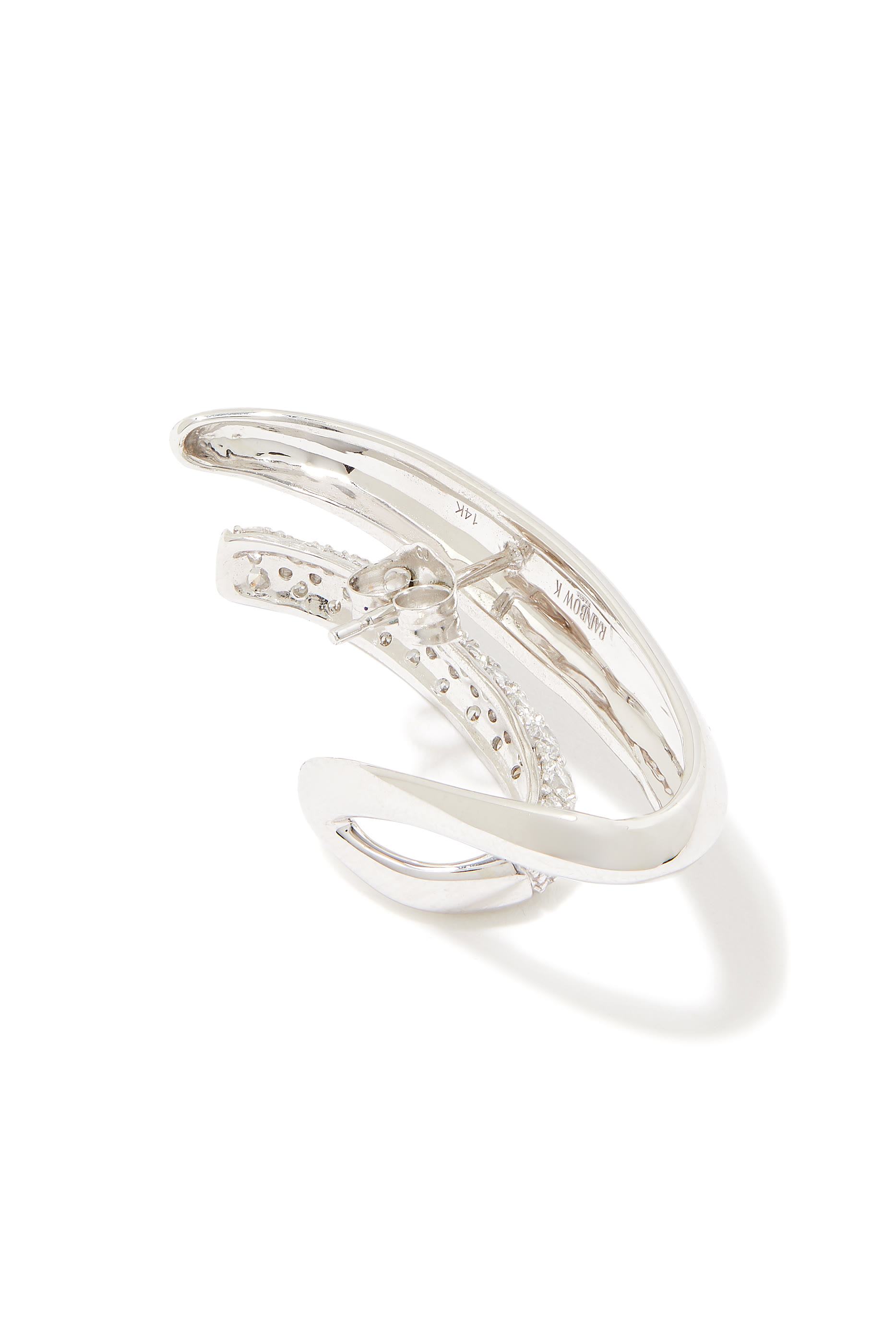 Magnetique Nano Single Earring, 14k White Gold with Diamonds