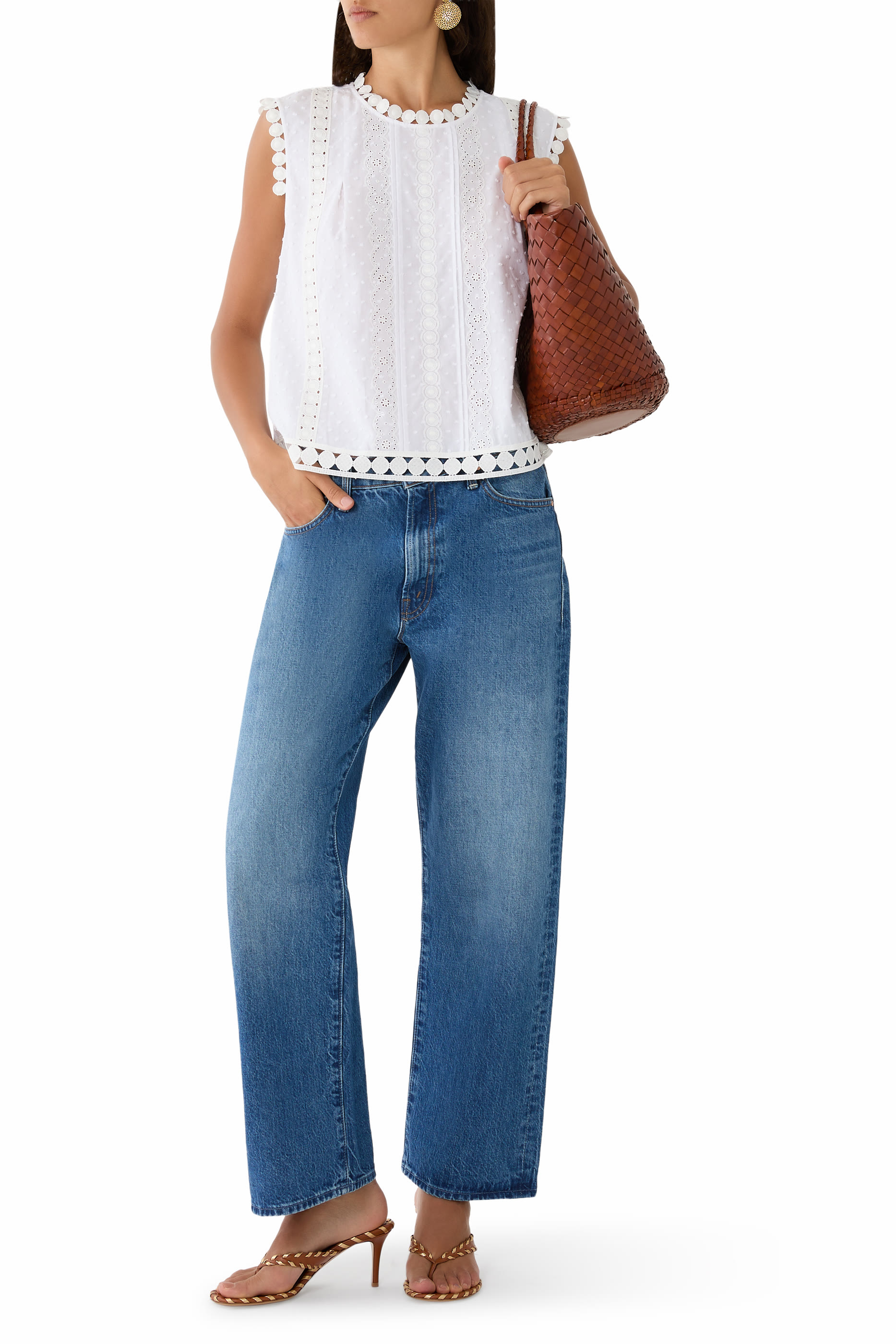 Dot Trim Shell Top