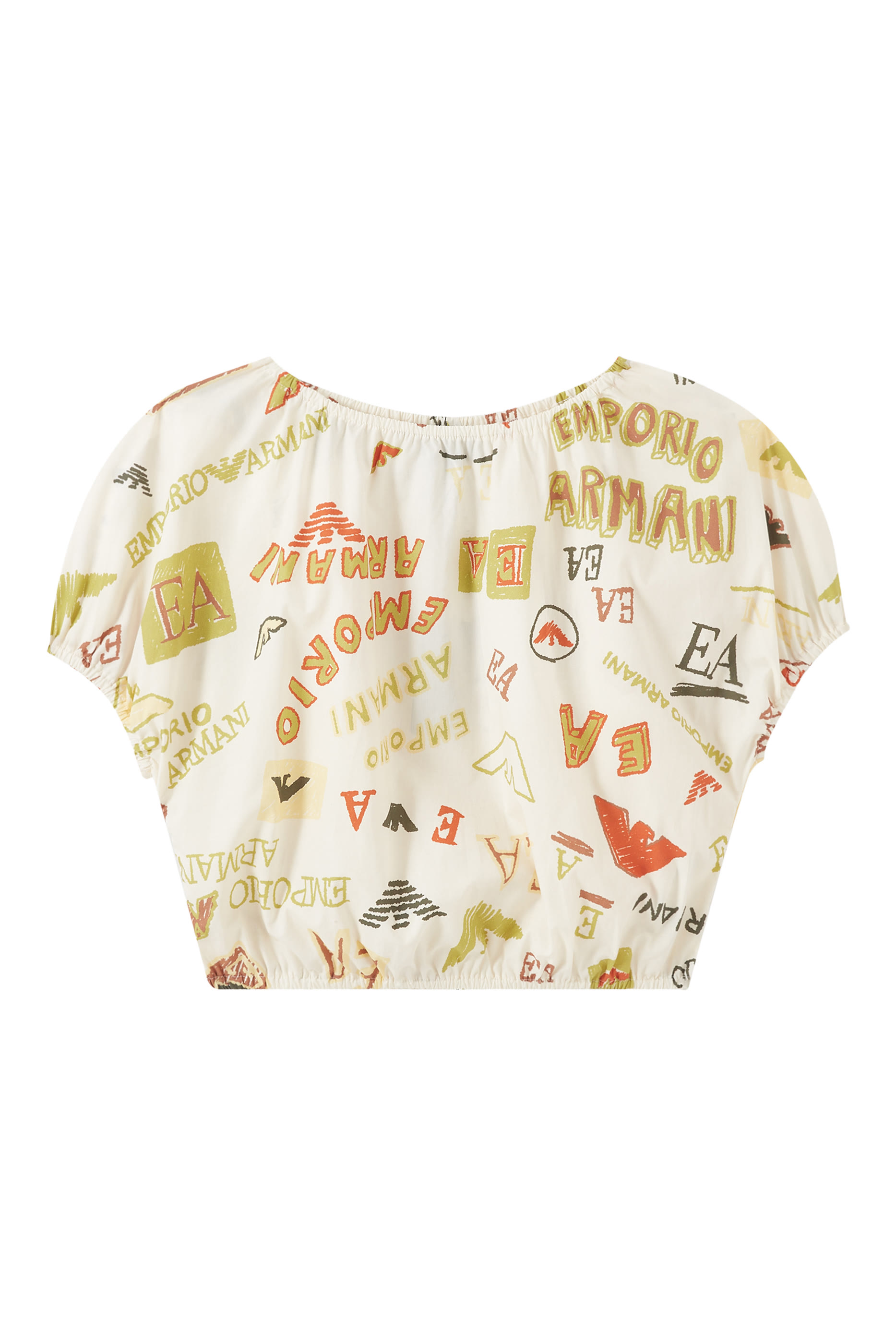 Kids All-Over Logo Print Cotton Crop Top