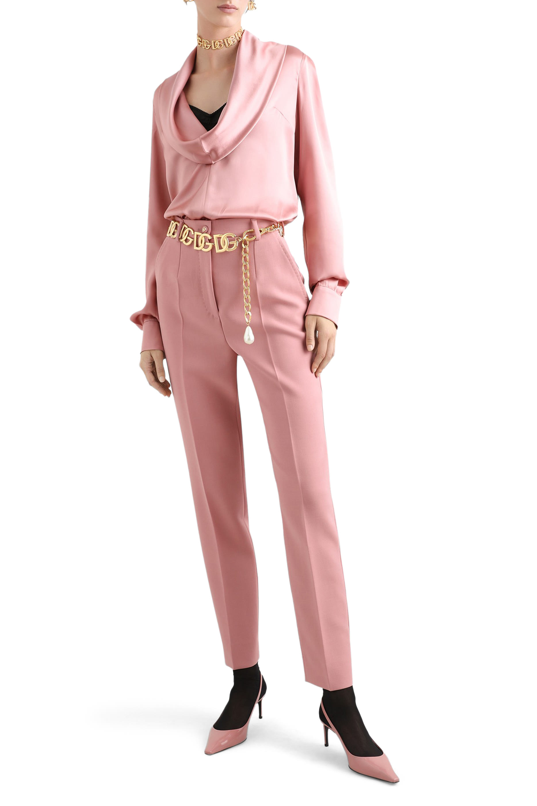 Shawl Neck Silk Satin Blouse