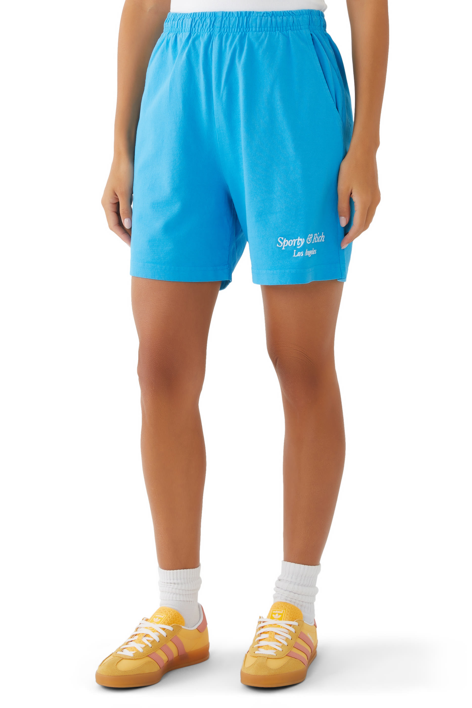 Italic Logo Embroidered Gym Shorts