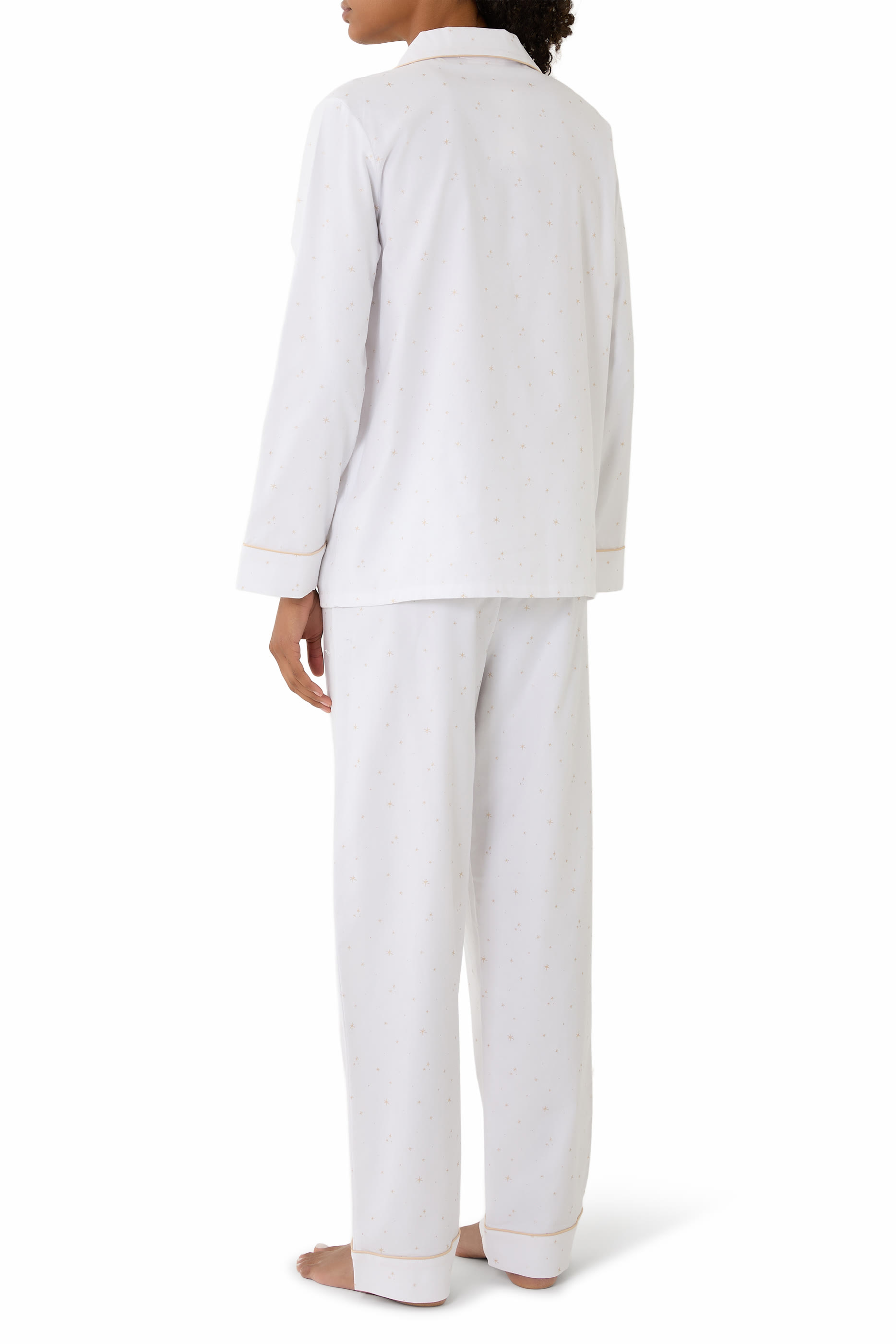 Scattered Star Print Brushed Organic Cotton Classic Pajama Set 