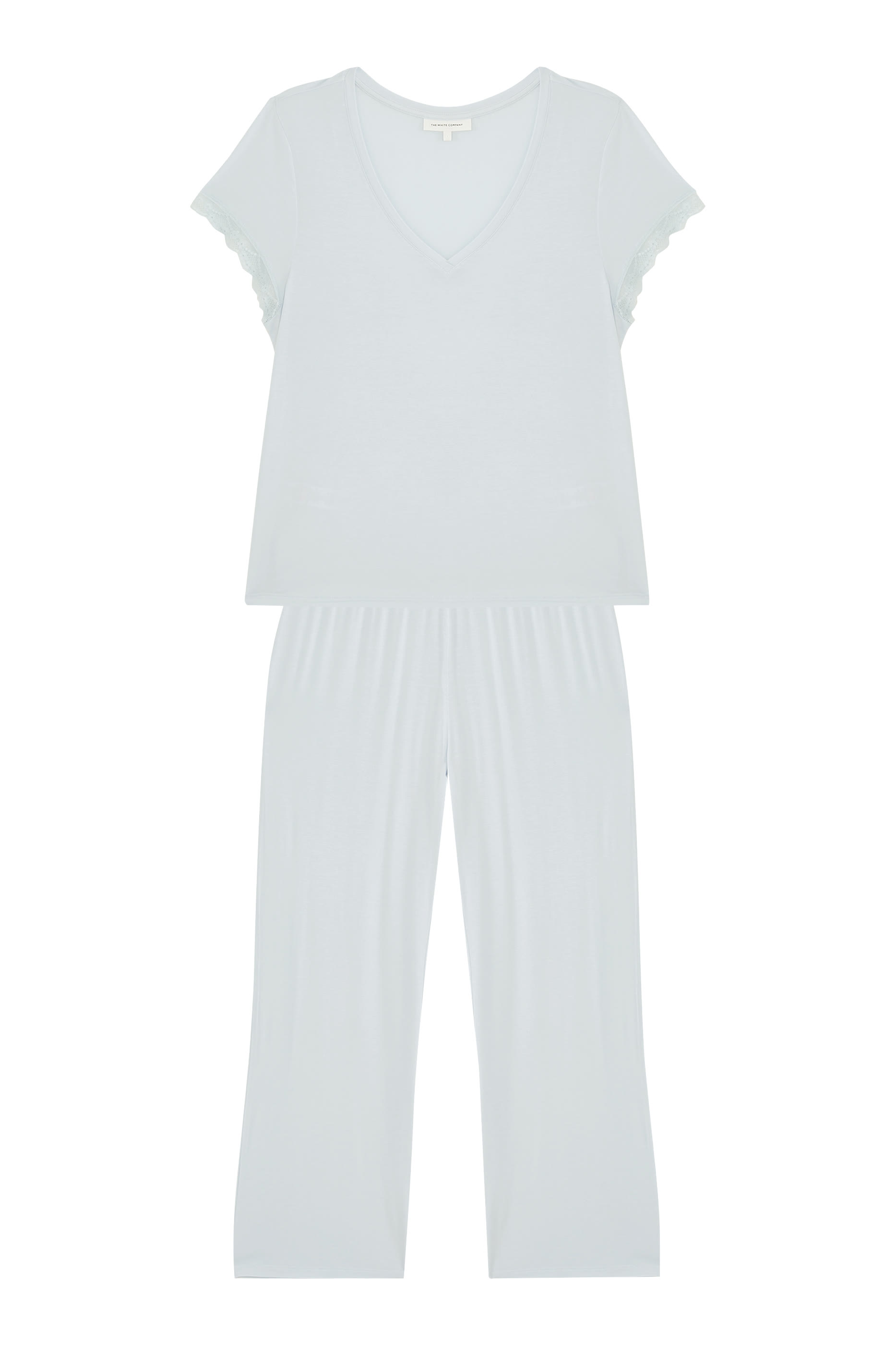 Jersey V-Neck Lace Trim Pajama Set