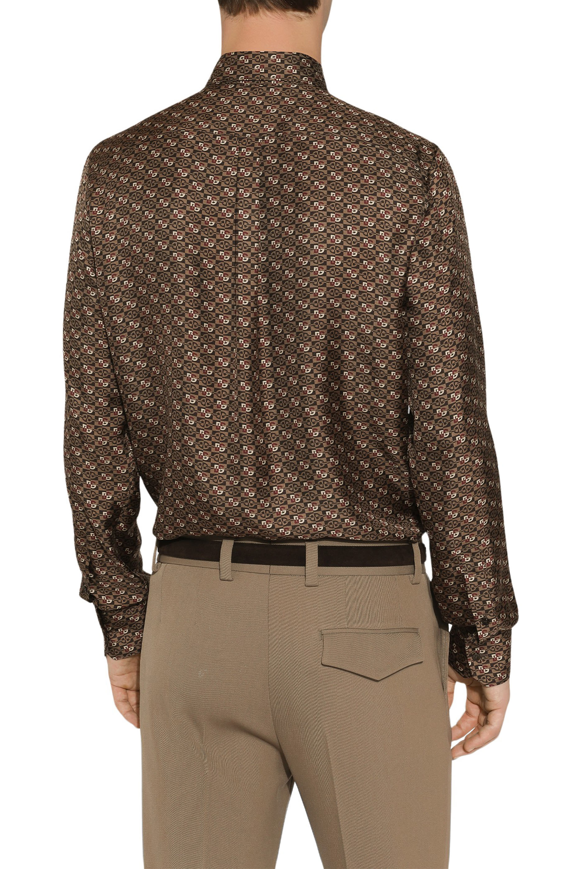 Tie Print Silk Martini-Fit Shirt