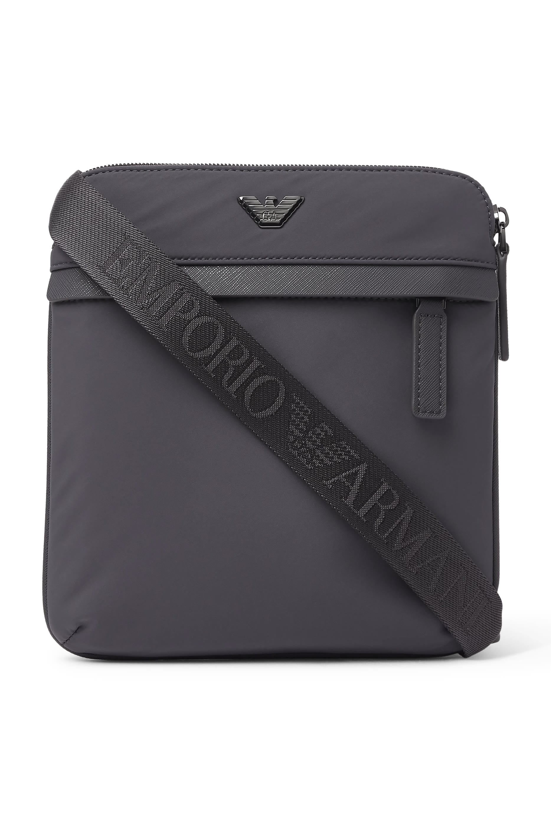 Flat Recycled Nylon Crossbody Bag 