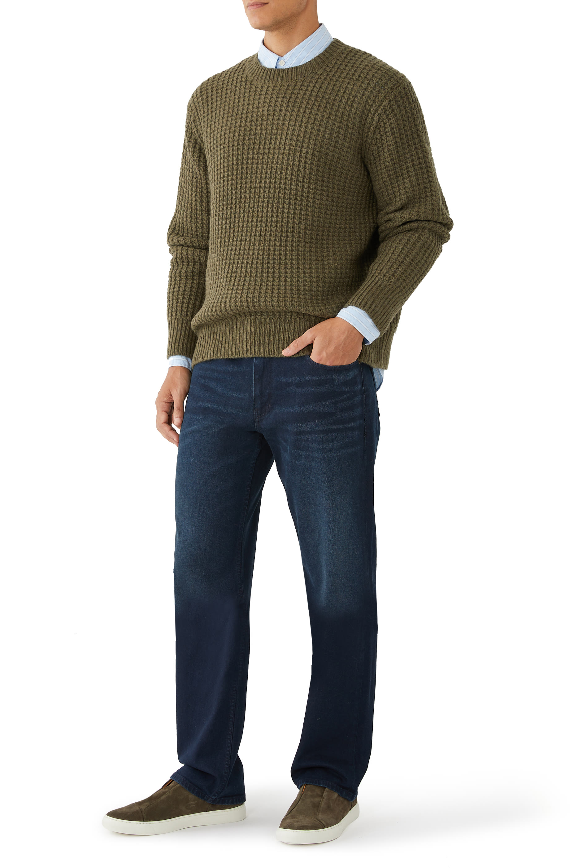 Macro-Waffle Crewneck Sweater