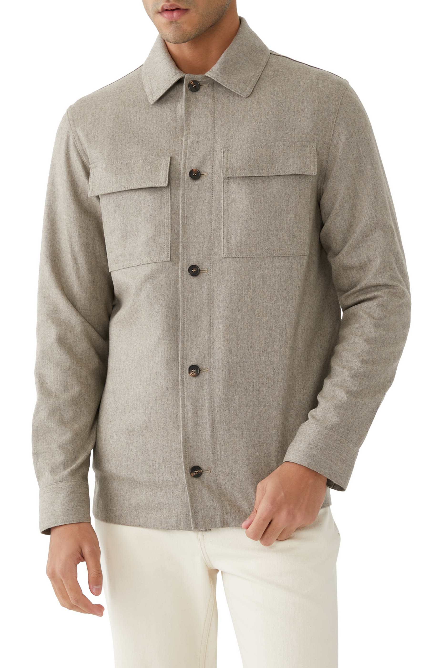 Wool and Cashmere Flannel Overshirt