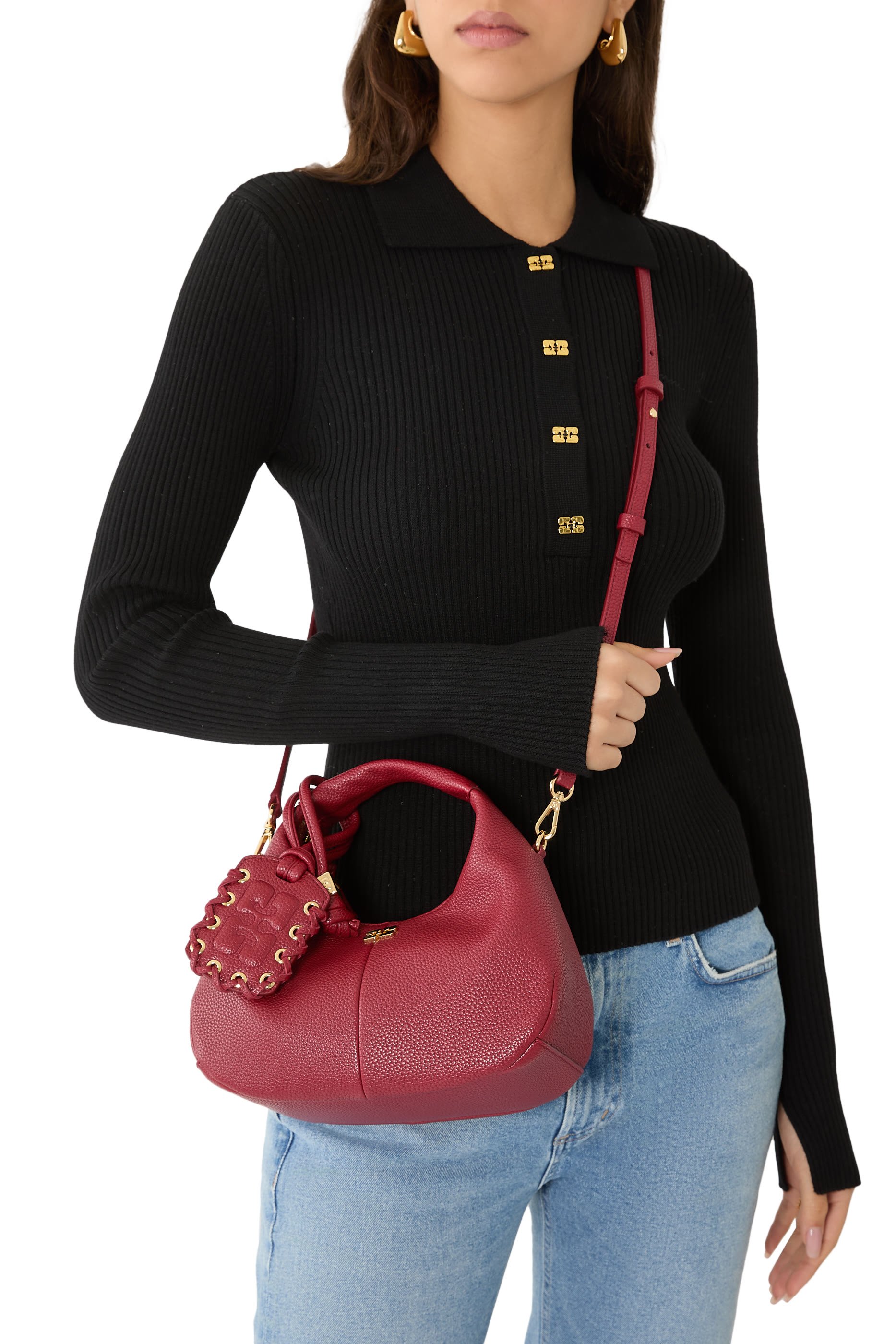 Grained Mini Hobo Bag