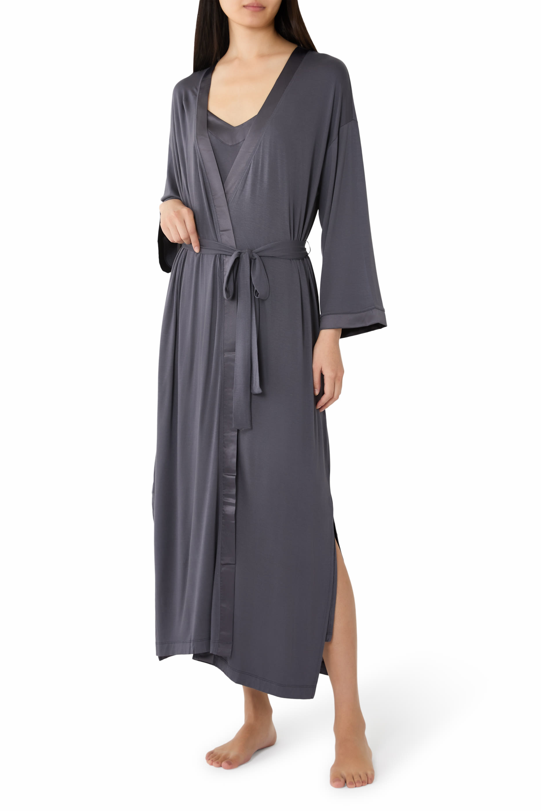  Jersey Satin Trim Robe