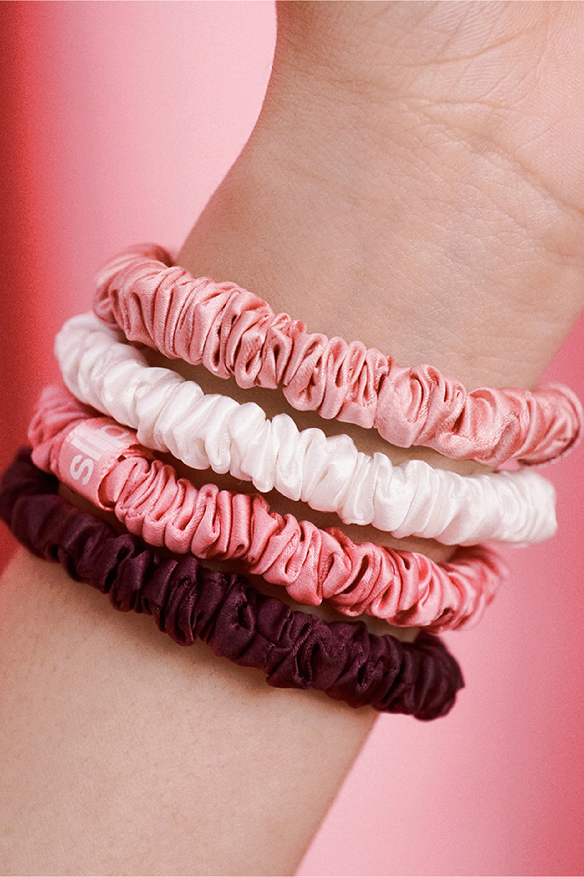 Candy Cane Silk Skinny Scrunchie Ornament, Set of 4 