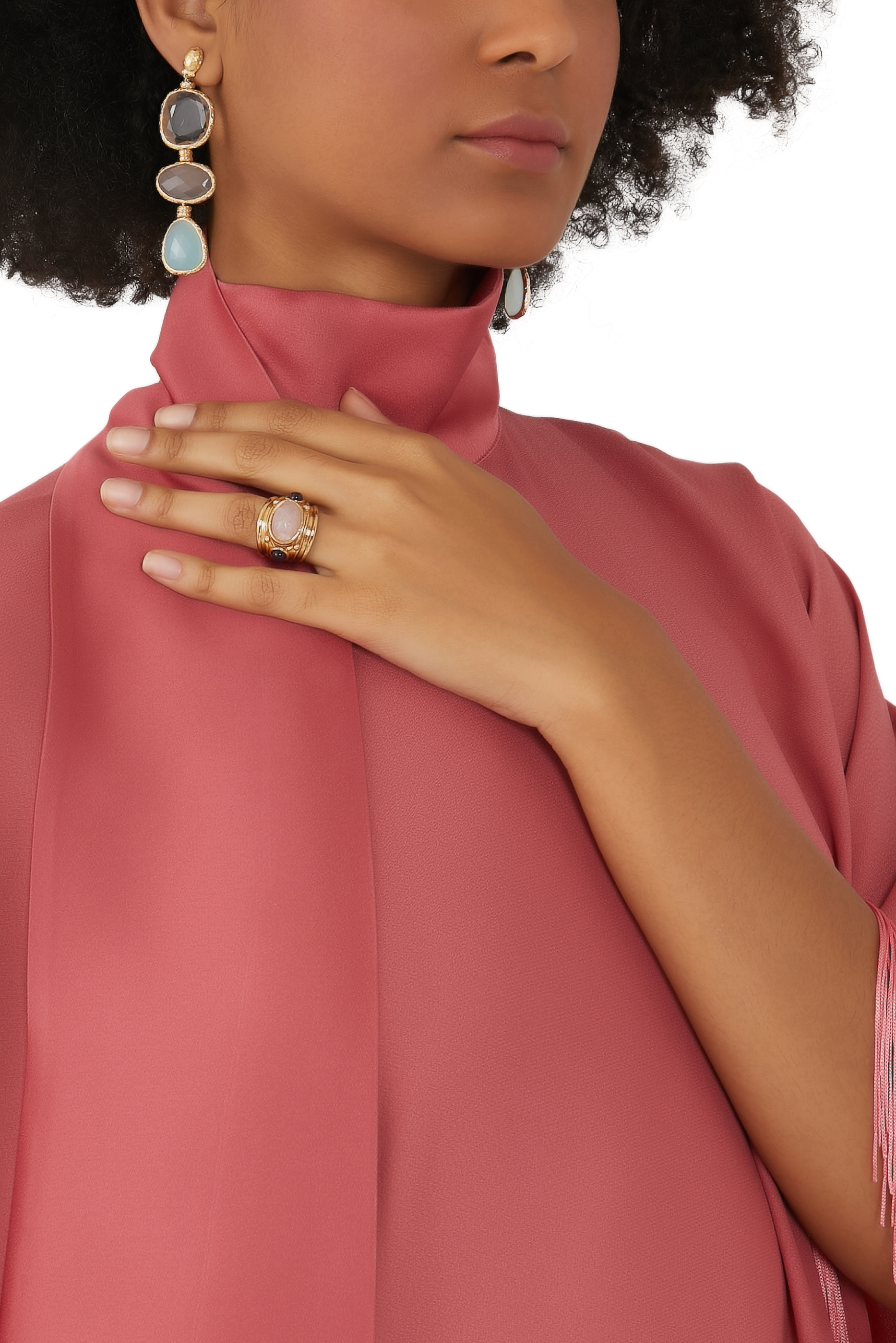 Simone Ring, 24k Gold-Plated Brass & Gemstones