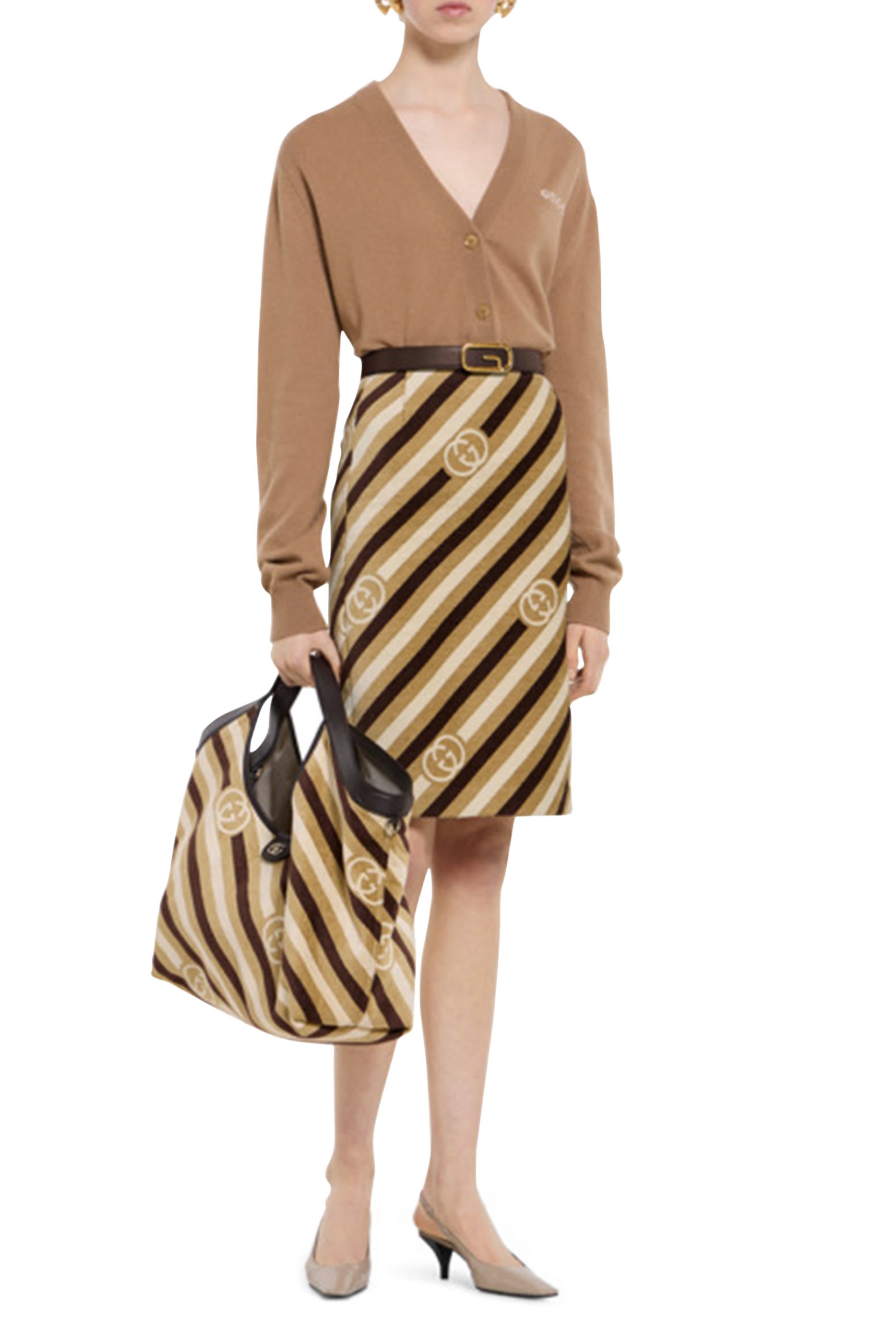  Cashmere Cardigan with Intarsia 