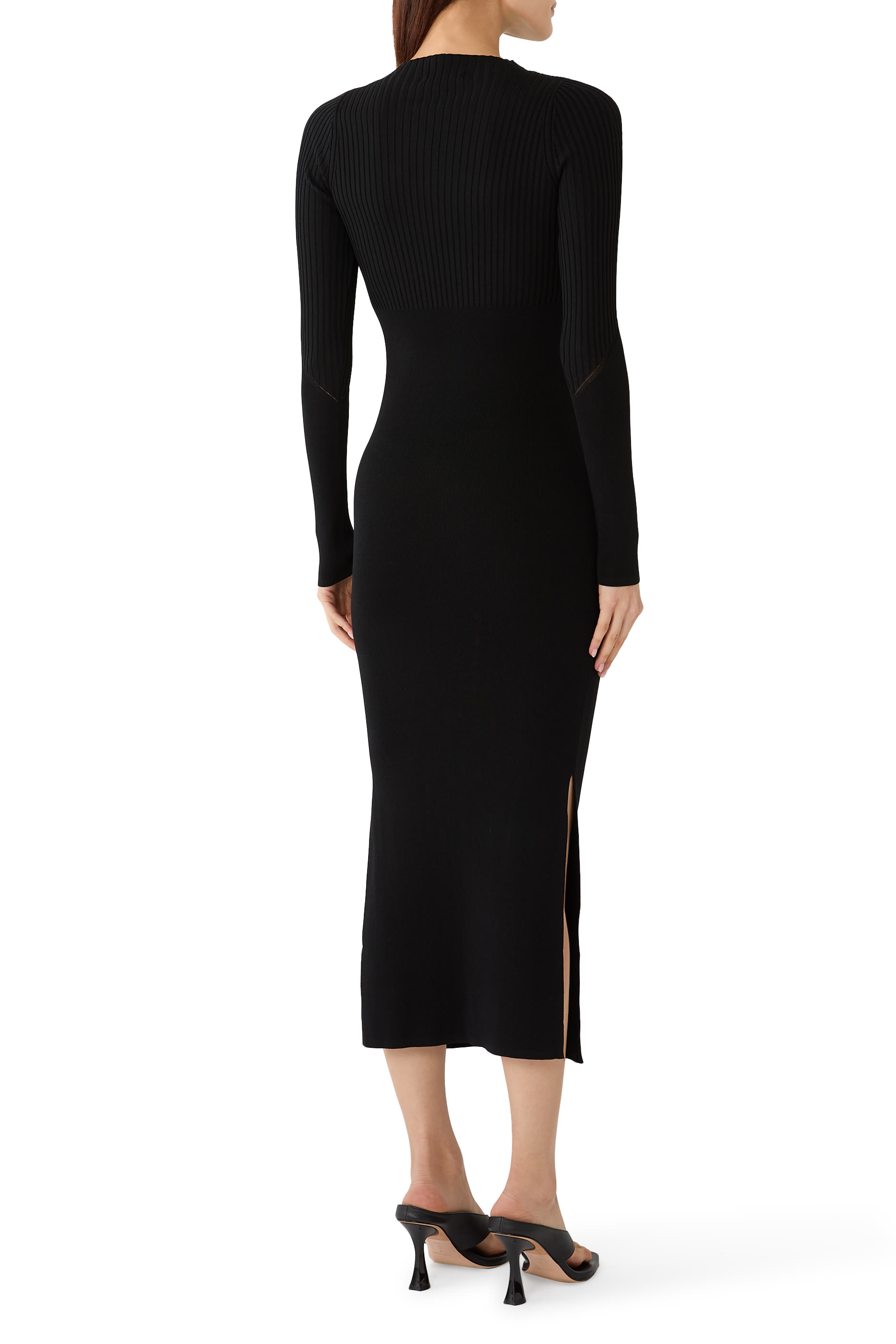 Embroidered Logo Rib Knit Dress