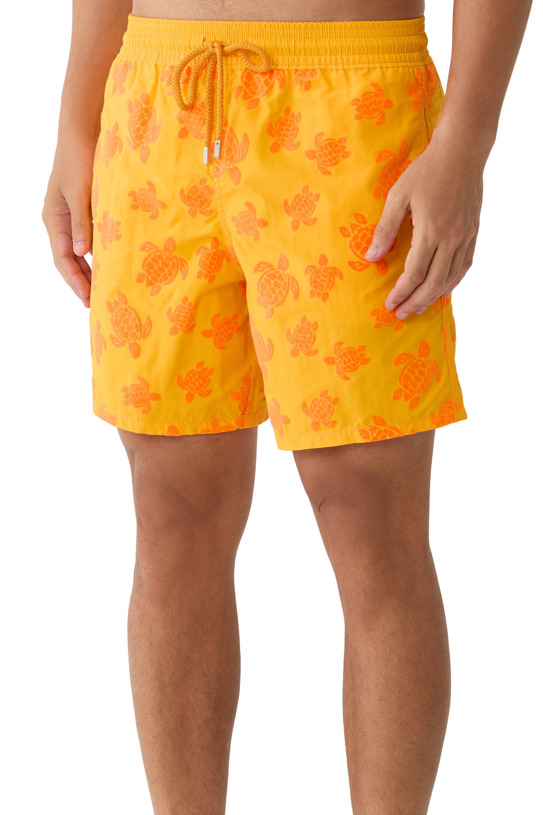 Turtle-Print Drawstring Swim Shorts