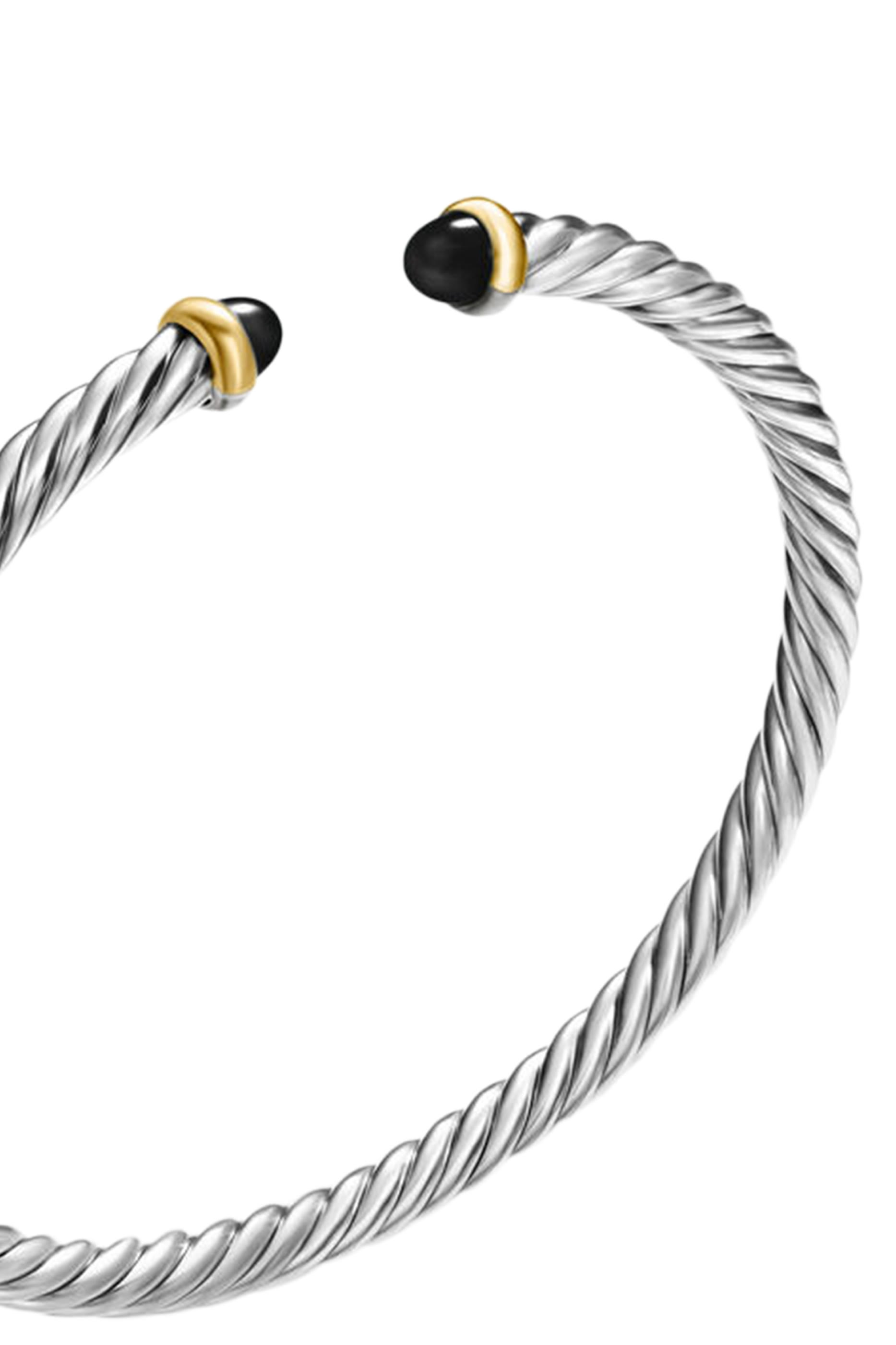 Cable Flex Bracelet, Sterling Silver with 18k Yellow Gold and Black Onyx