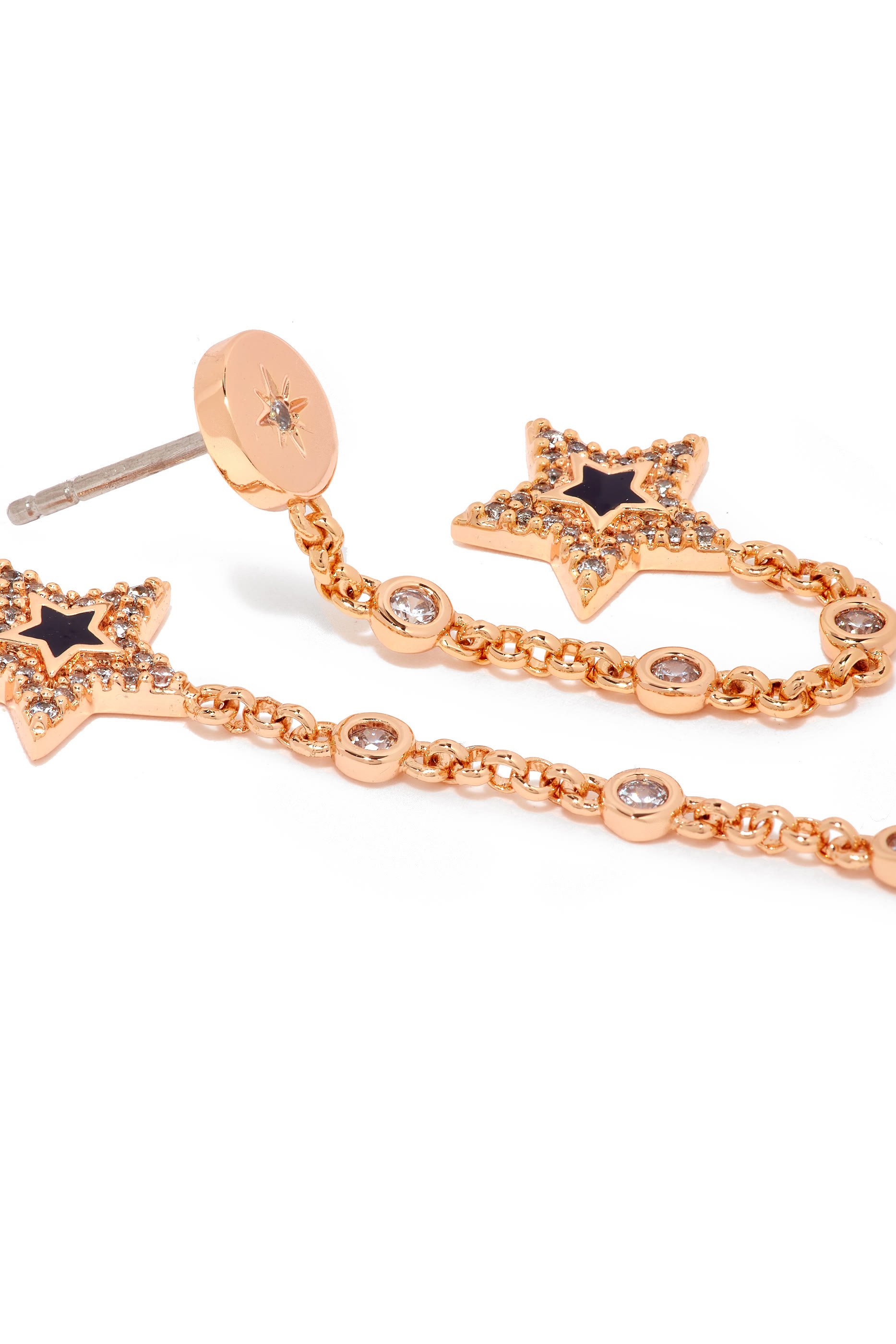 Star Charm Earrings, Brass & Crystals