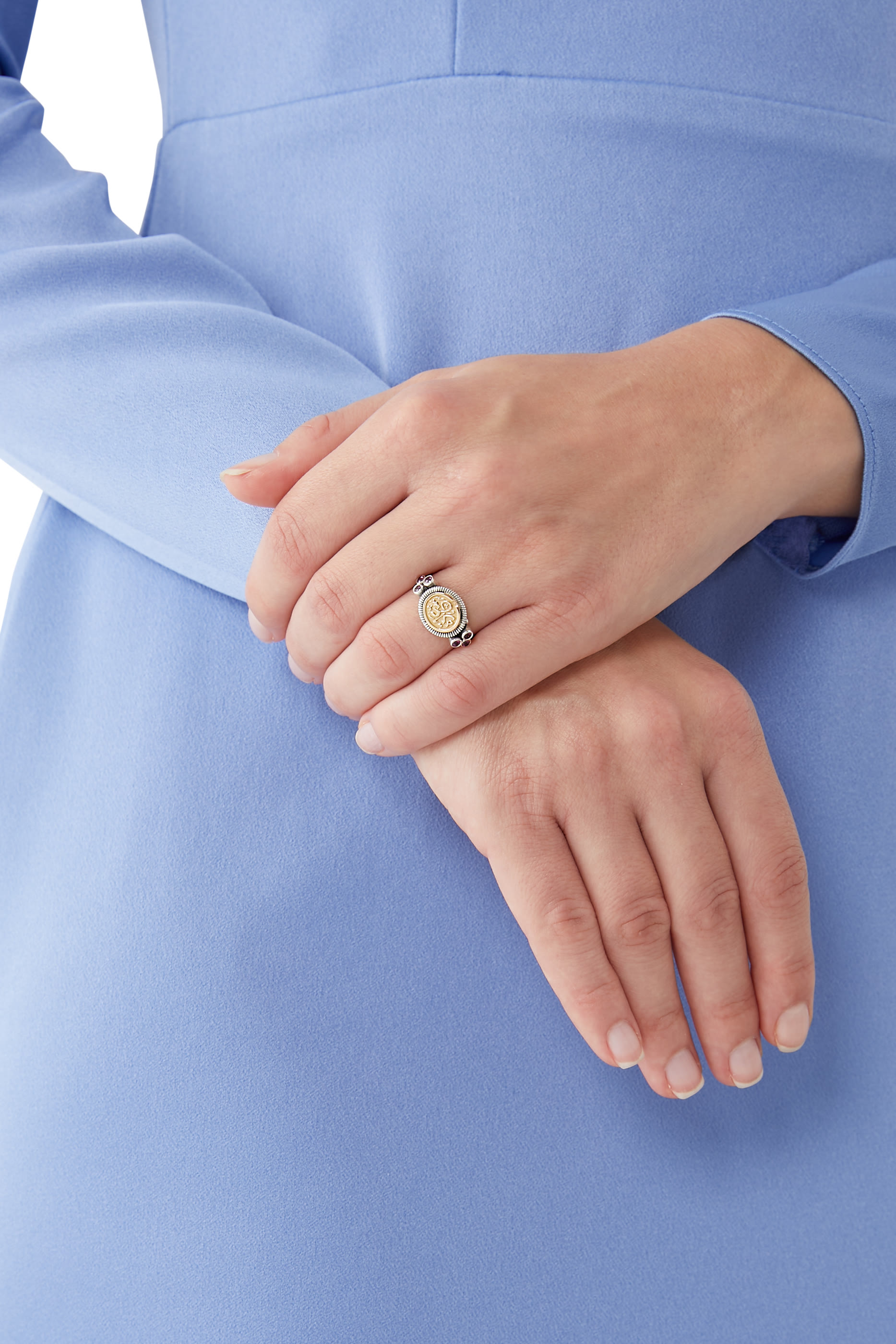 Happiness Ring, Sterling Silver & 18K Yellow Gold, Garnet