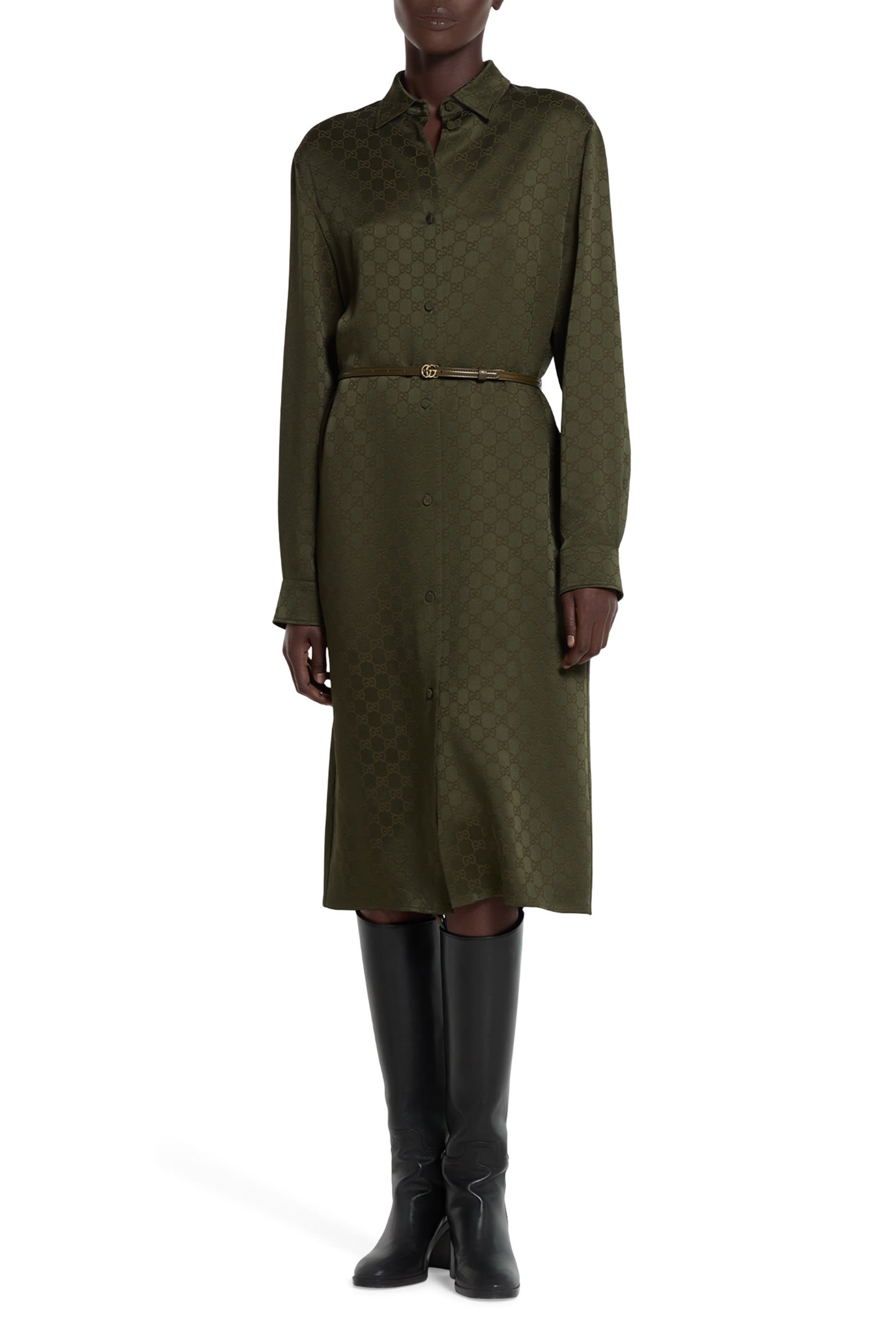 GG Satin Shirt Dress