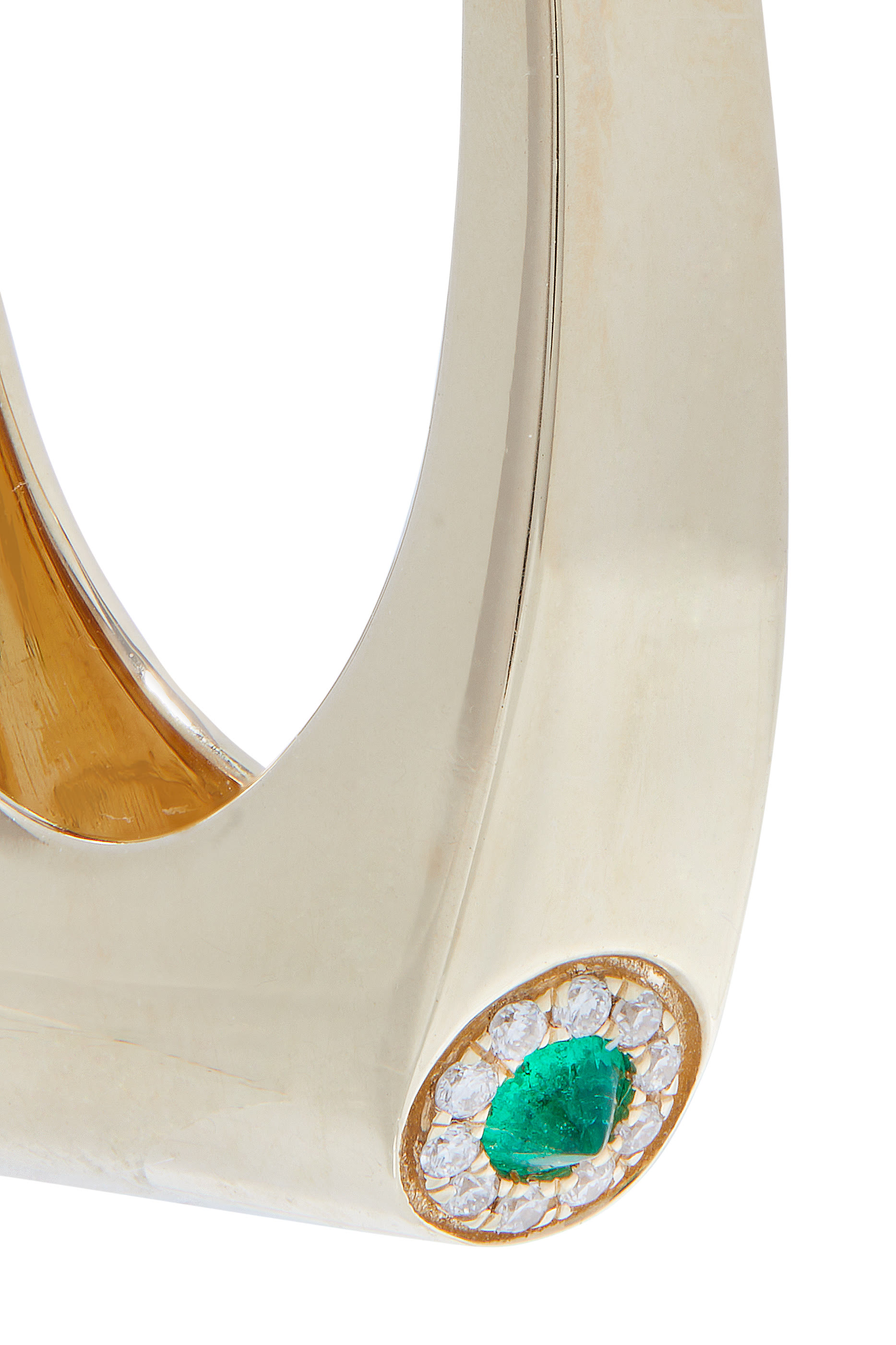 Nano Grace Single Earring, 14K Yellow Gold with Diamonds & Emerald