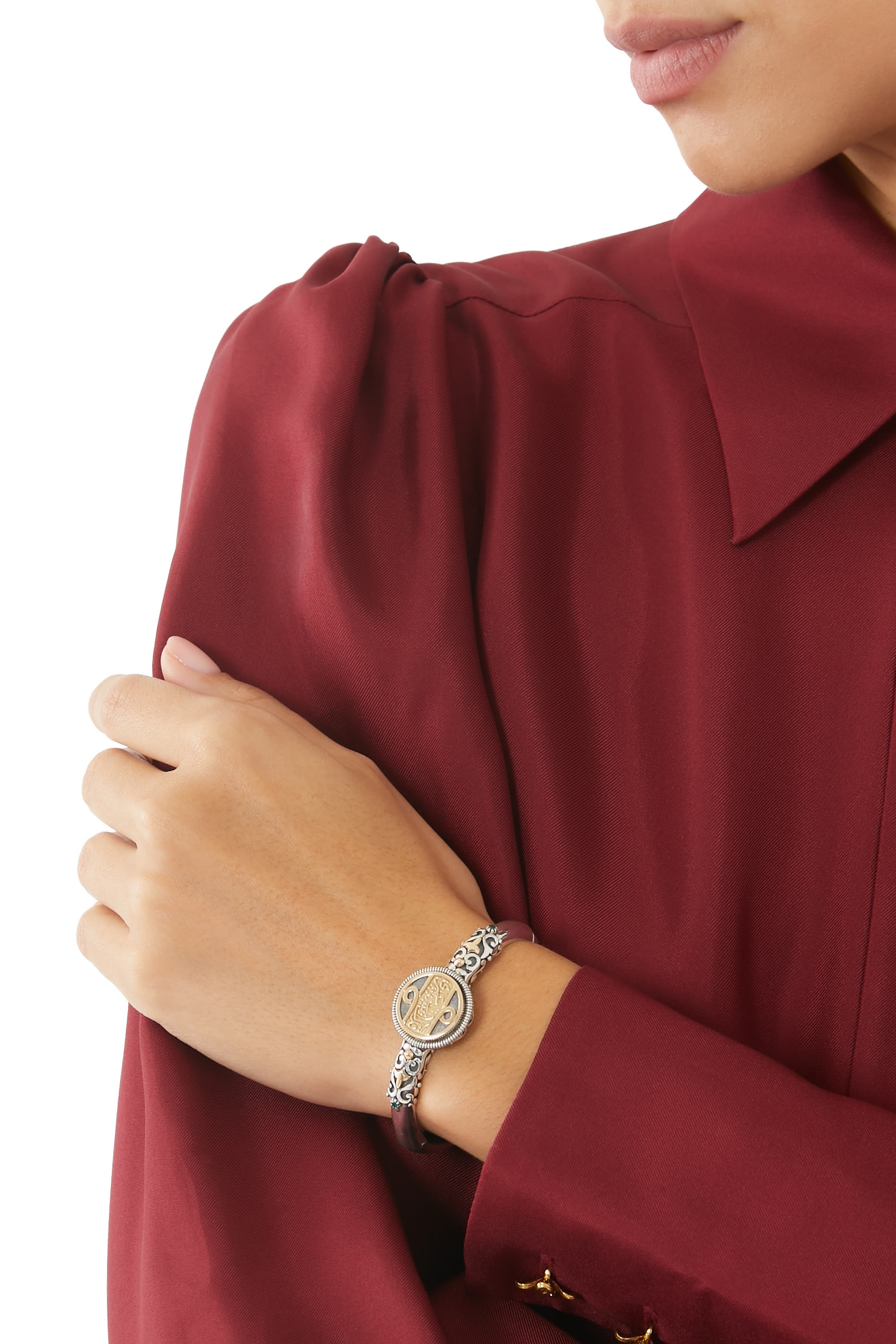 Sabah Fakhri Bracelet, 18k Gold & Sterling Silver with Green Onyx