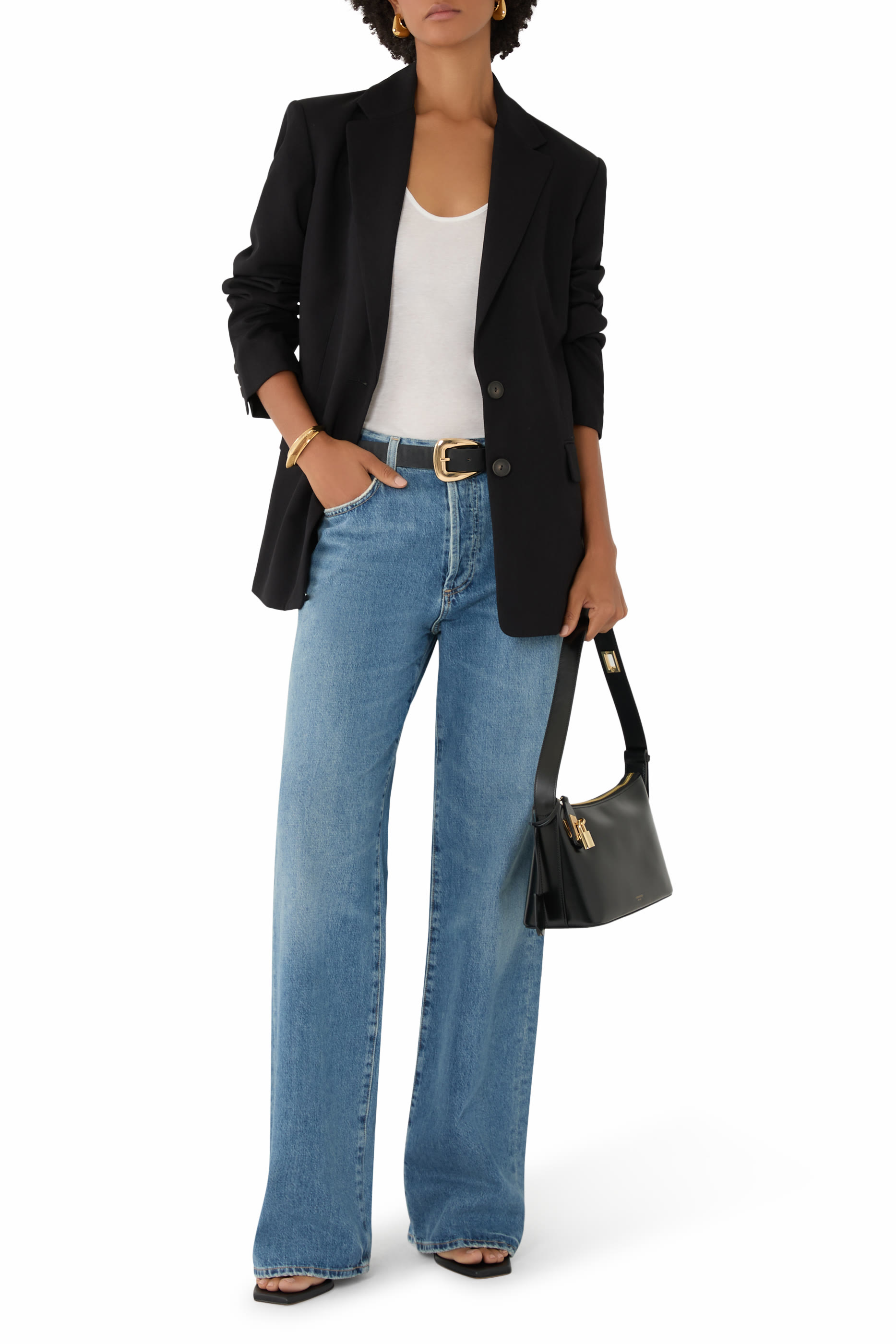 Button-Front Oversized Blazer