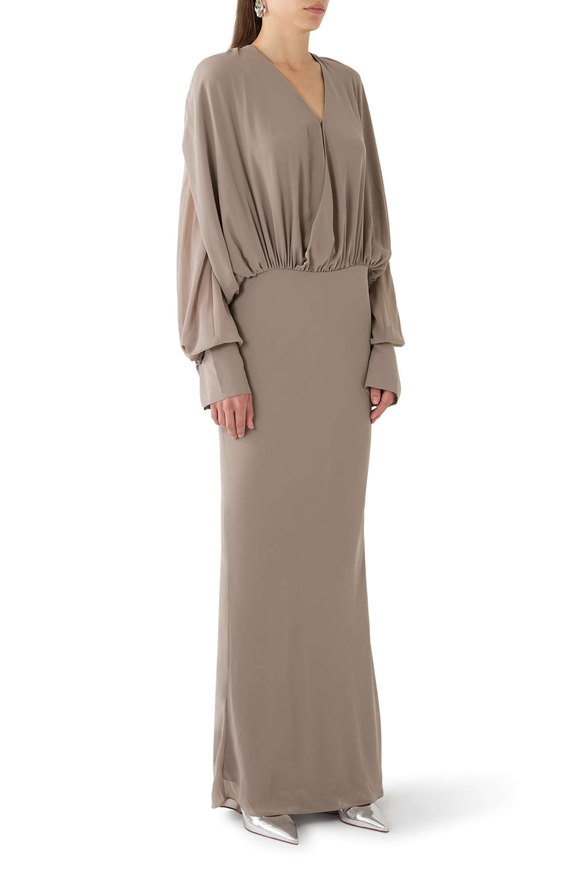Chiffon Long Sleeves Maxi Dress