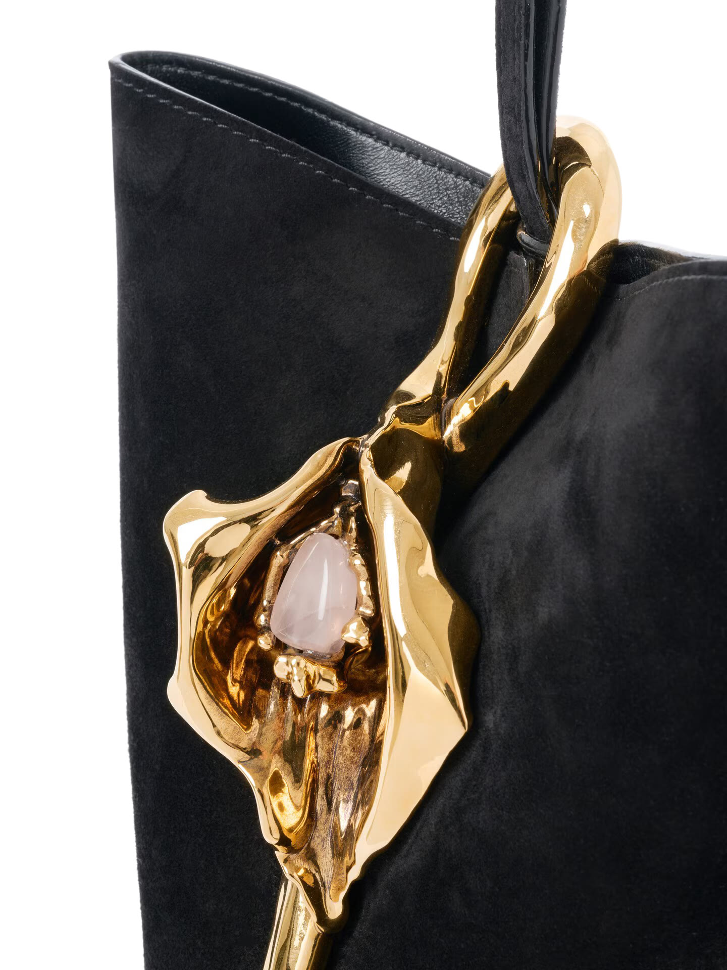 Small Eden Treasures Wristlet Bucket Bag in Suede Leather