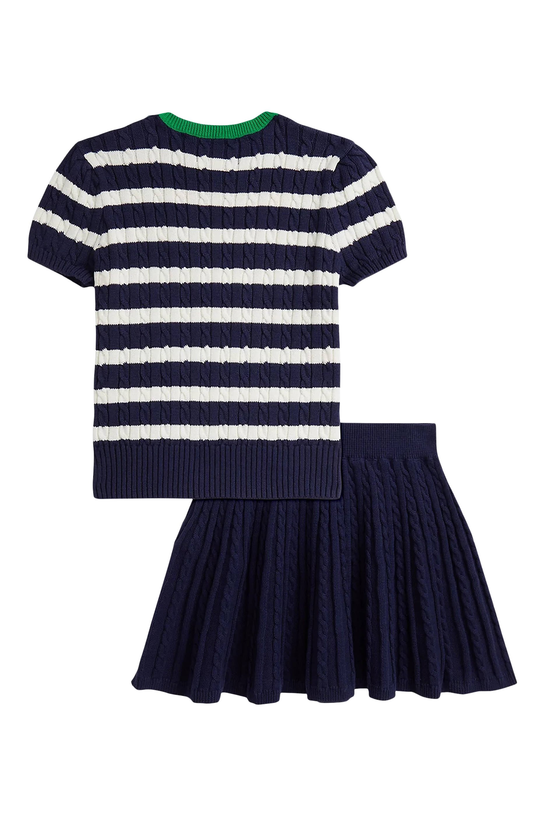Kids  Striped Cotton Jumper & Skirt Set