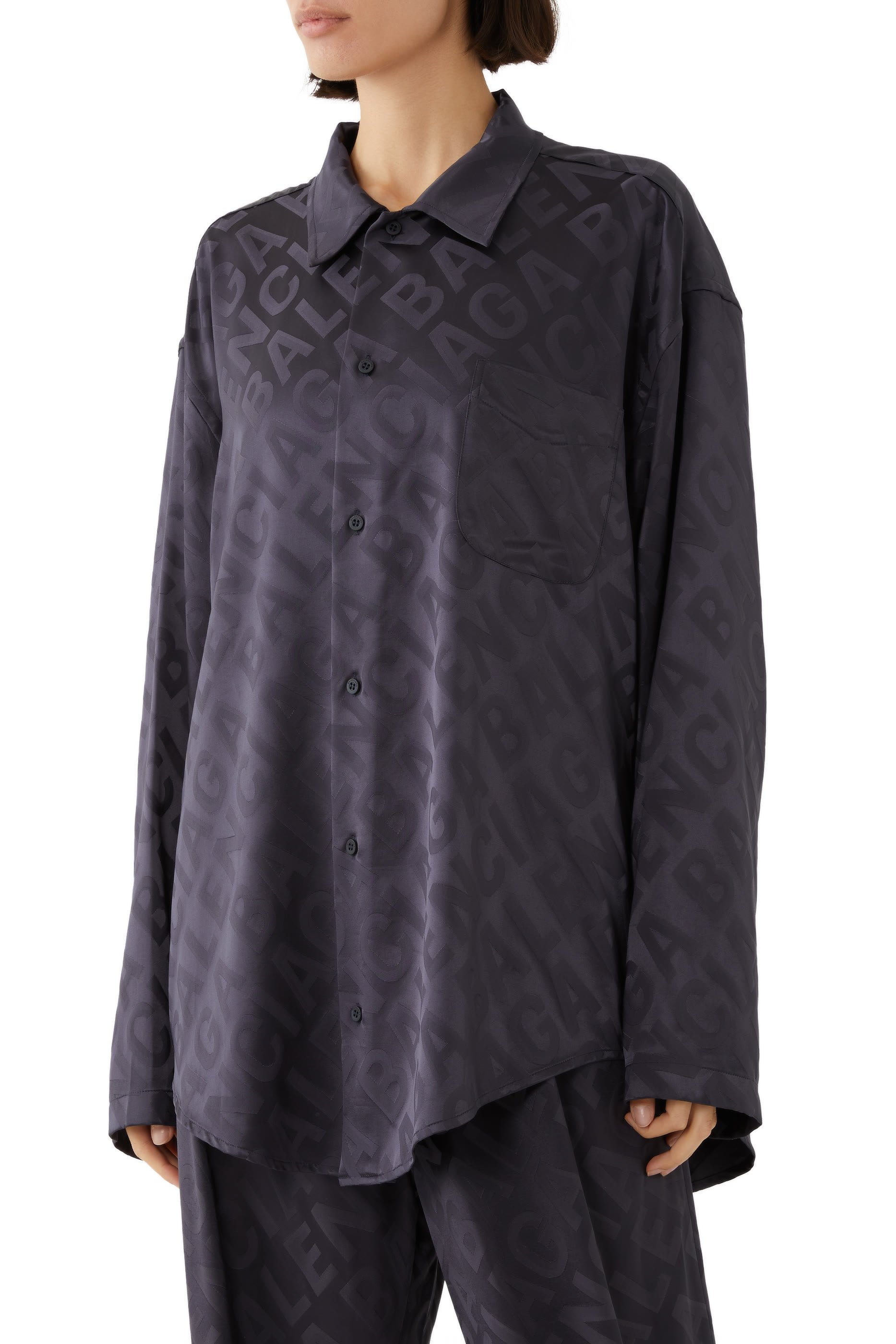 All-Over Logo Satin Shirt